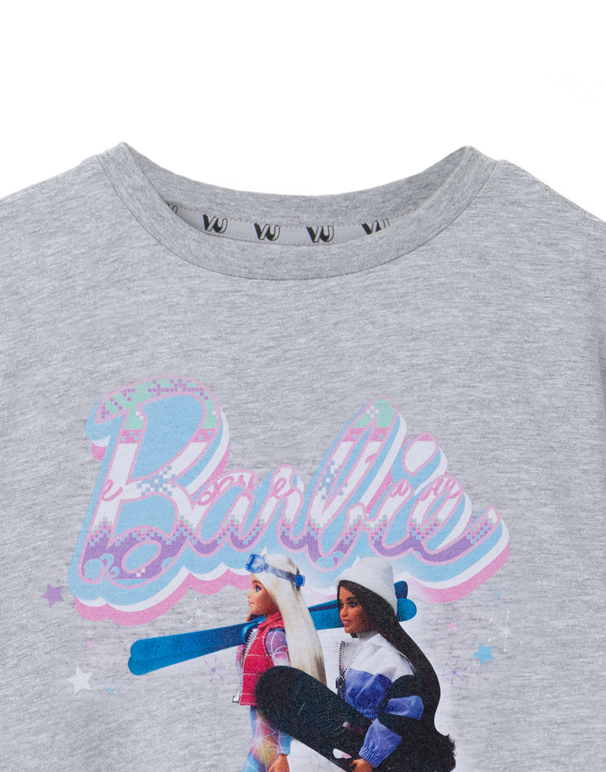 Barbie Grey Merry & Bright Short Sleeved T-Shirt Girls - Picture 13 of 46