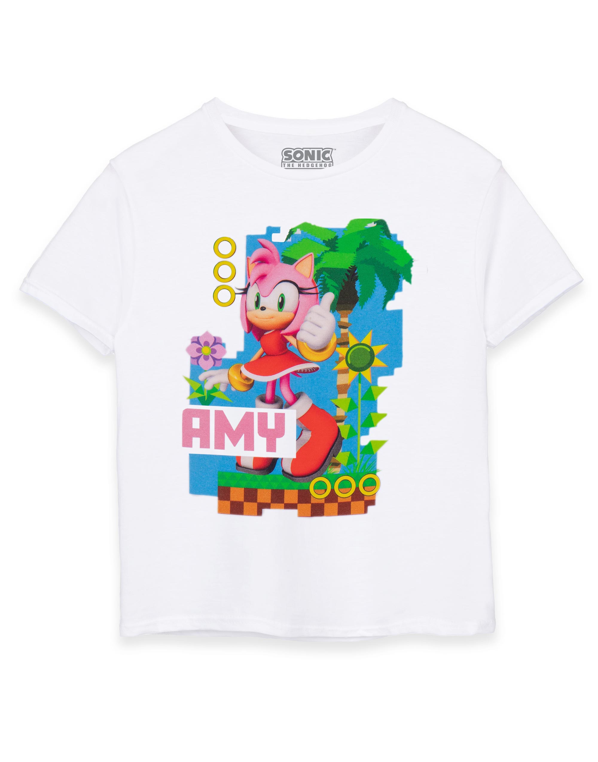Футболка Sonic the Hedgehog Weißes Amy с надписью mit kurzen Унисекс Kinder