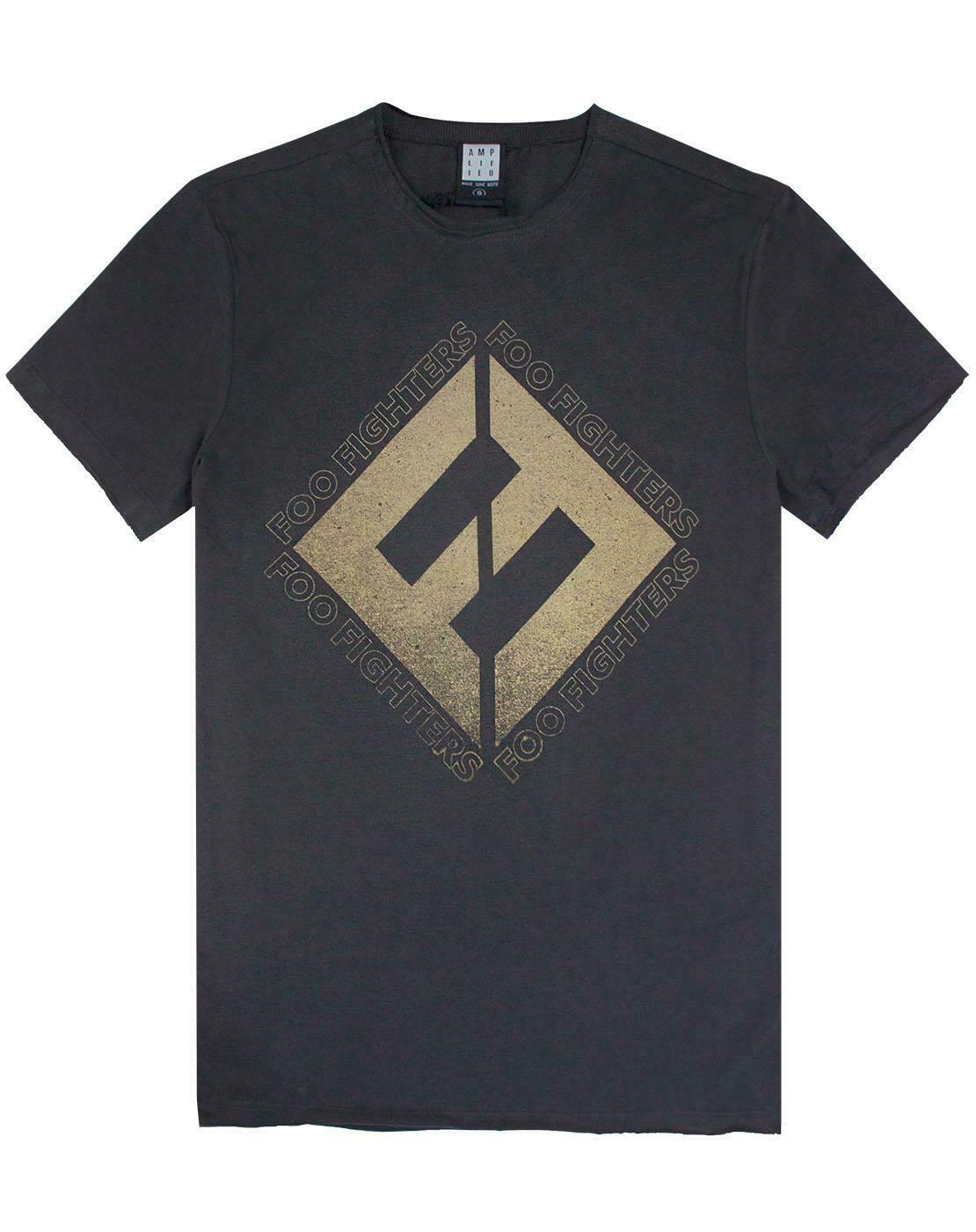 Foo Fighters Mens T-Shirt | Chrome Band Logo Short Sleeve Graphic Tee in Black | Rock Music Fan Apparel Official Merchandise | Adults Gig Concert Souvenir Gift