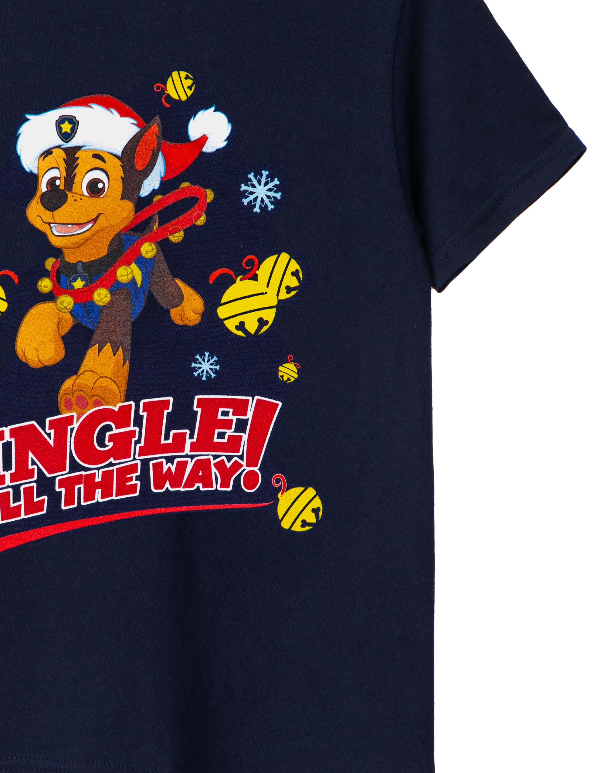 Paw Patrol Blue Chase Jingle All the Way Short Sleeved T-Shirt Boys - Picture 13 of 27