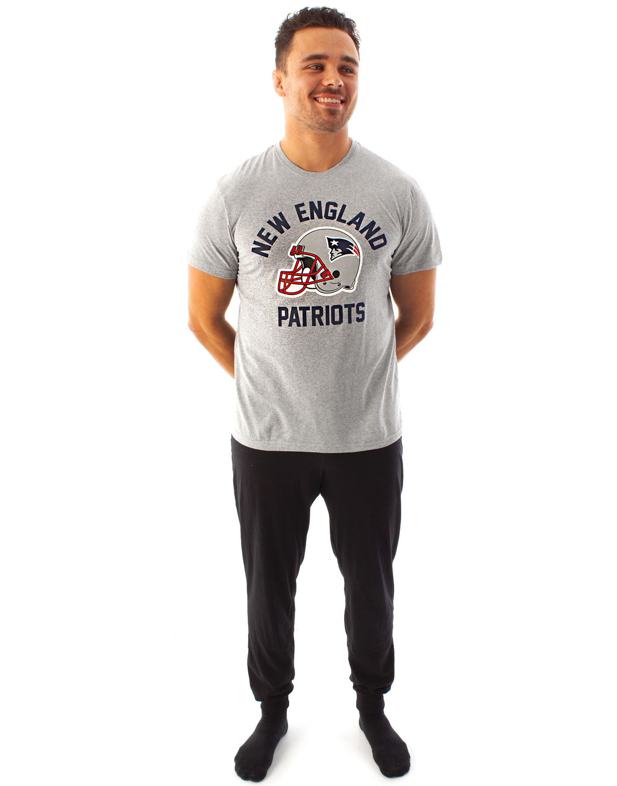 NFL New England Patriots Helmet Mnner Klein Kurzrmeliges Pyjama-Set mit langem 6590₽