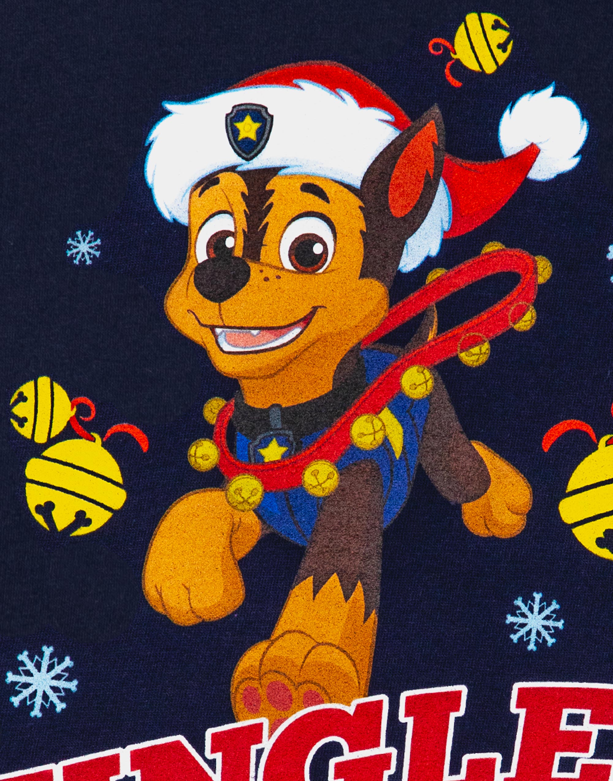 Paw Patrol Blue Chase Jingle All the Way Short Sleeved T-Shirt Boys - Picture 15 of 27