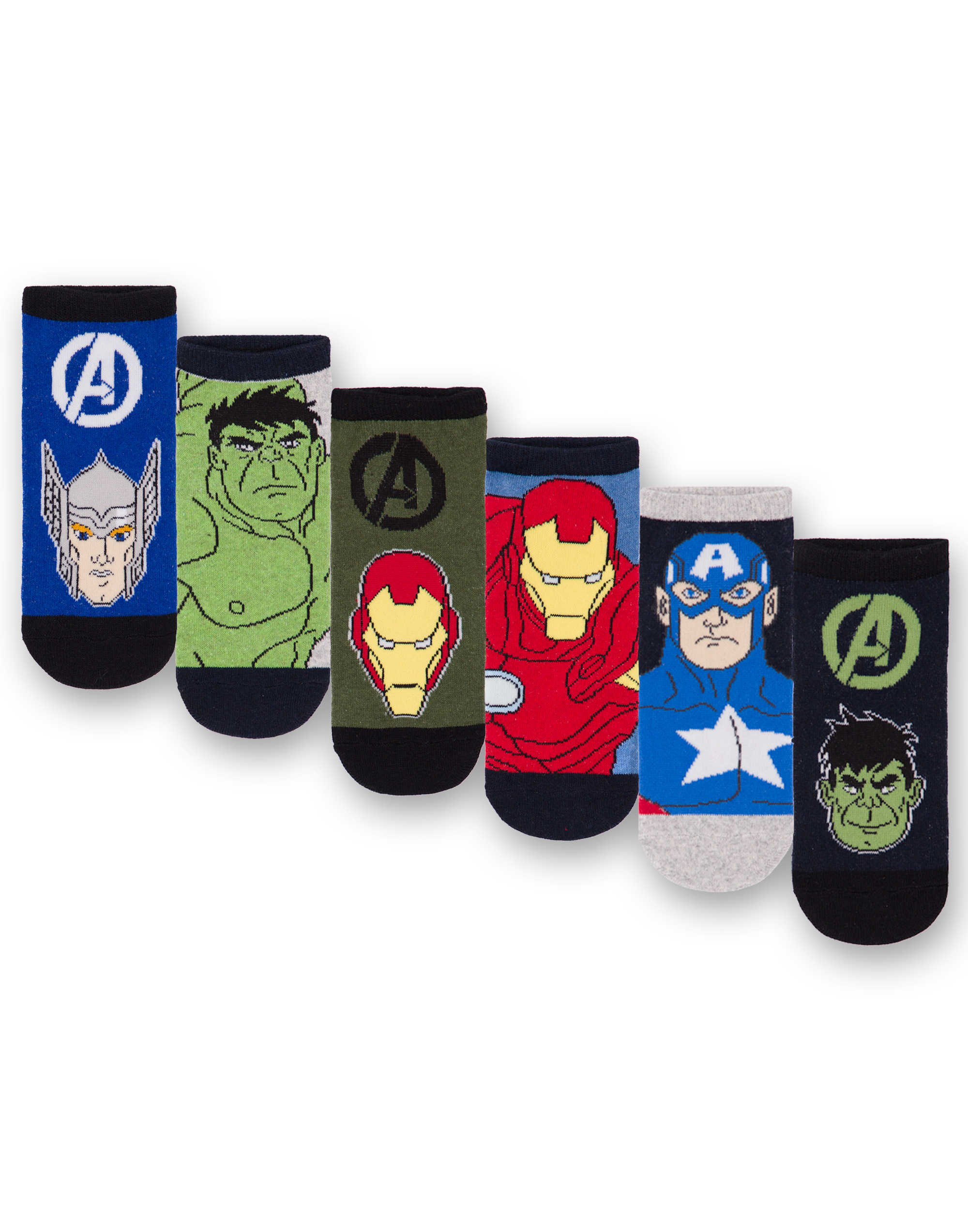 Marvel Avengers Character Multicoloured 6 Pack Calf Socks Set of 6 Boys - Picture 8 of 19