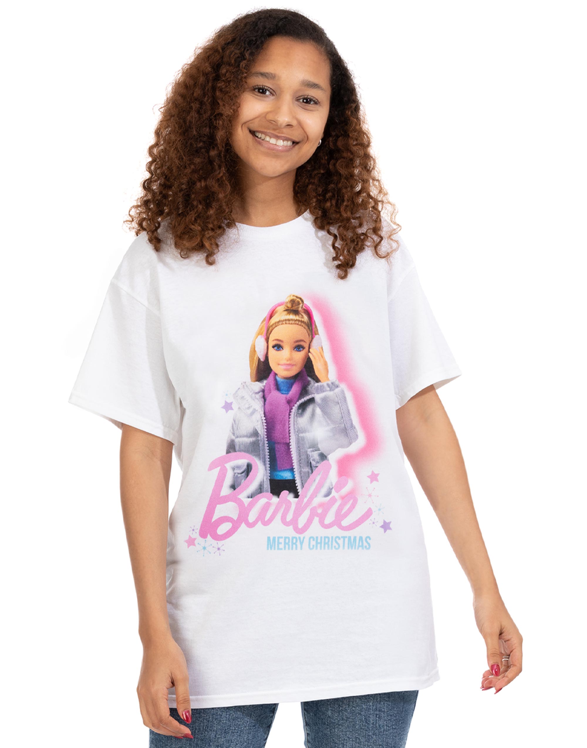 Футболка Barbie Weiß Barbie Puppe Weihnachten Grafik Kurzarm от Damen