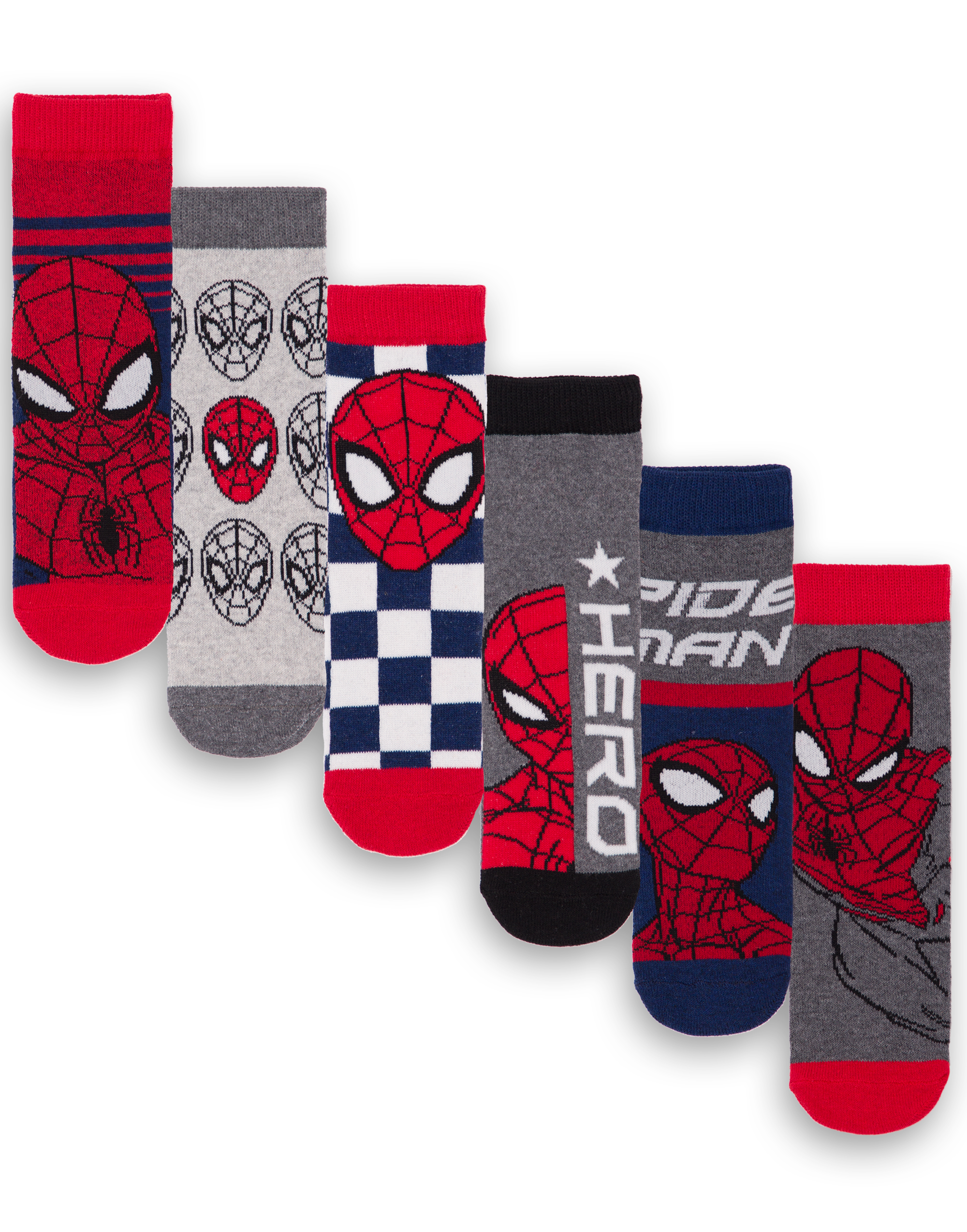 Paquete de 6 calcetines de pantorrilla multicolores Marvel Spiderman para niños - Imagen 7 de 15