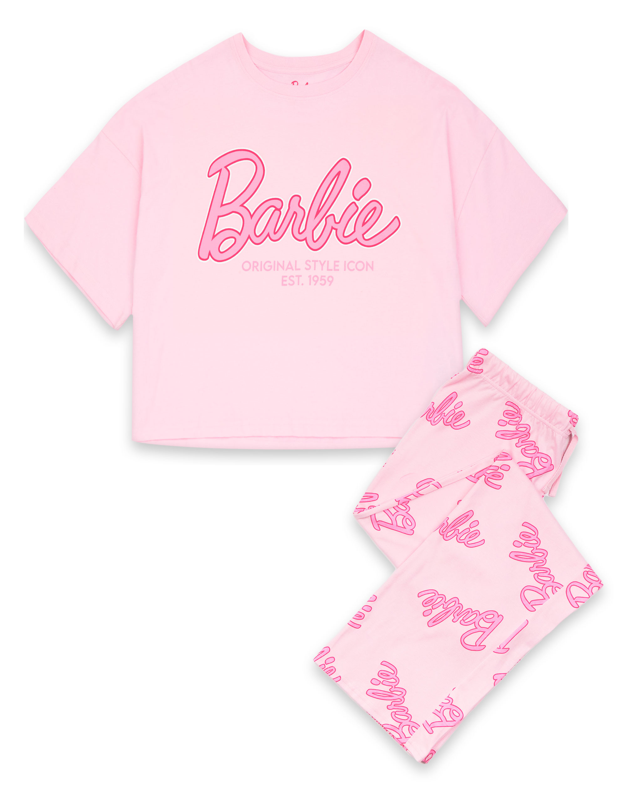 Принт с логотипом Barbie Rosa на всем протяжении Пижамного комплекта Kurzarm для женщин