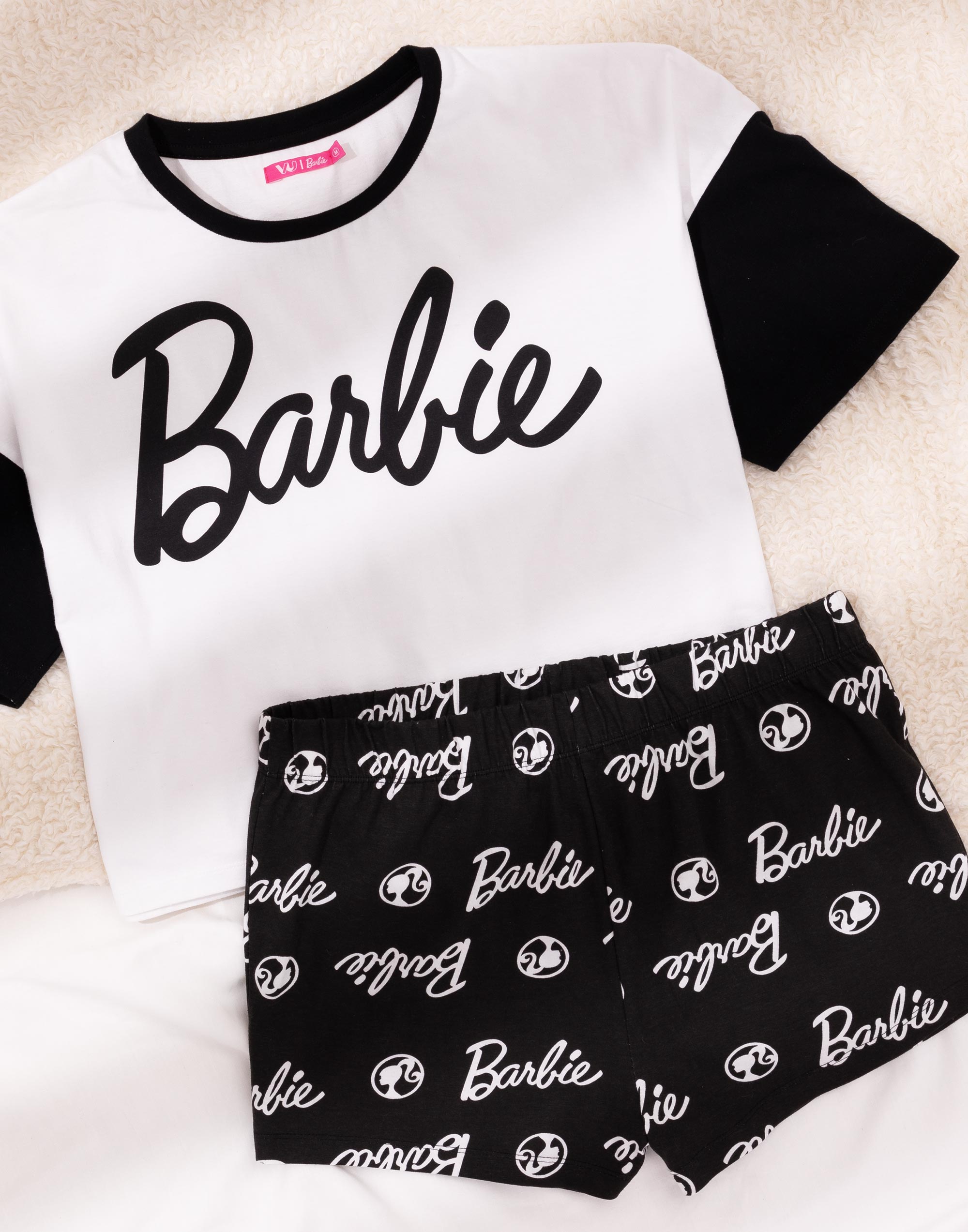 Barbie Multicolor Manga Corta Pierna Corta Conjunto Pijama Mujer - Imagen 11 de 28