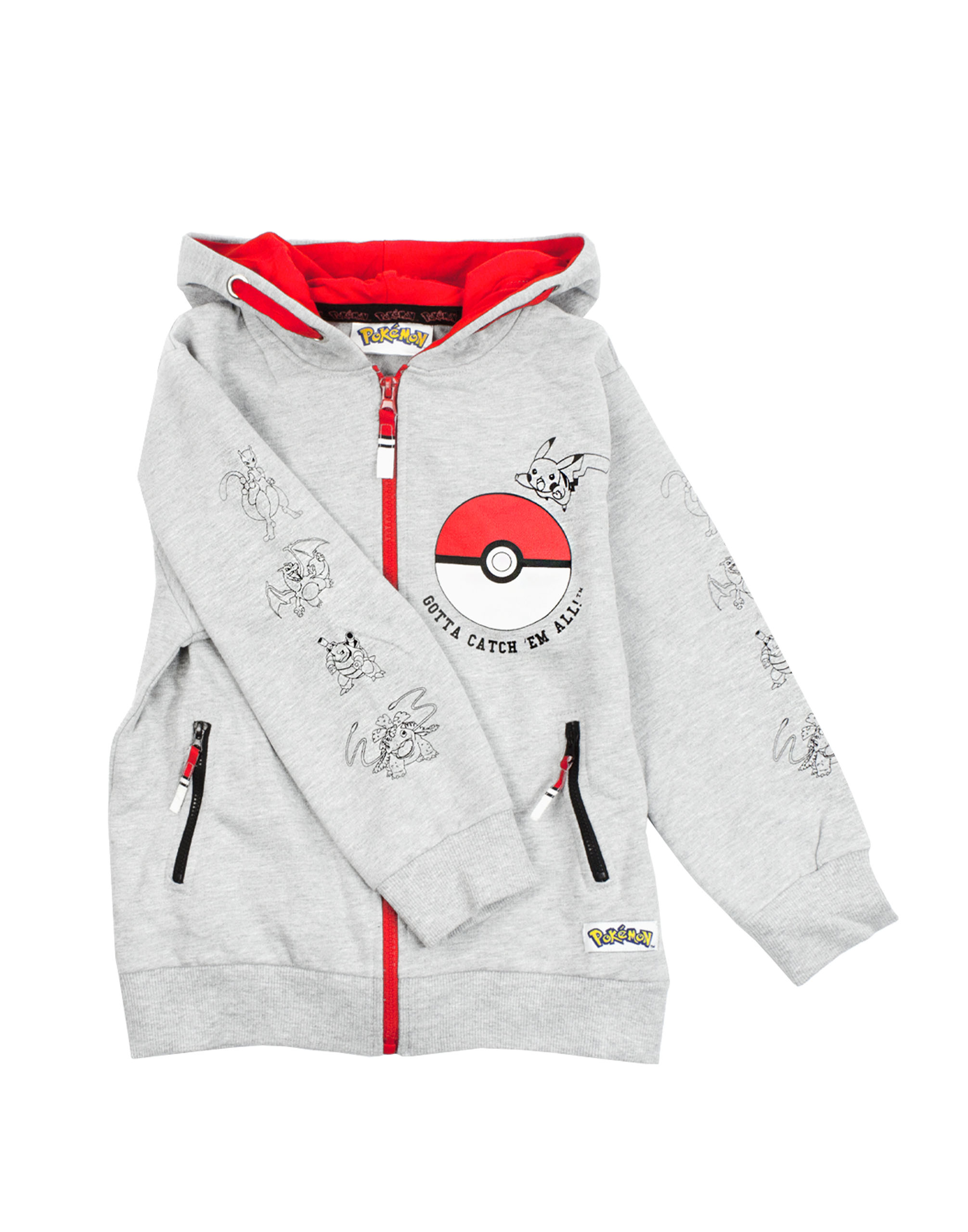 Sudadera con Capucha Estampado Personajes Pokemon Gris Pokeball Pikachu Niños - Imagen 9 de 38