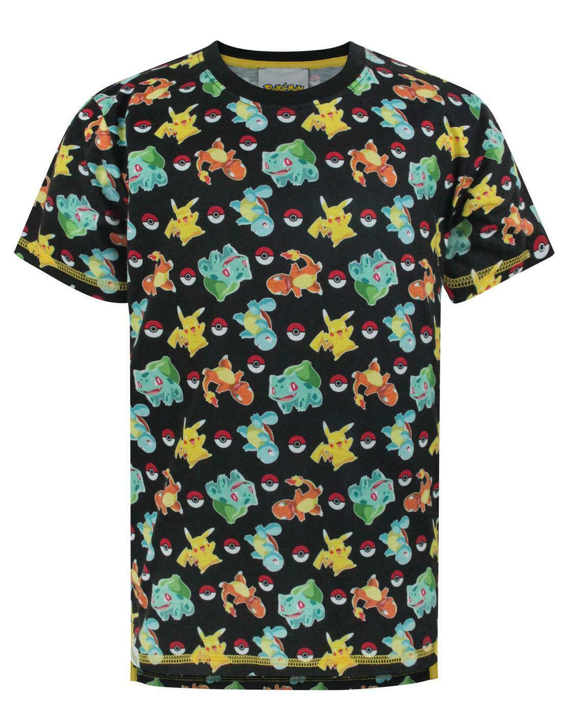 Футболка Kurzarm с сублимацией Pokemon Schwarzes Starters от Jungen