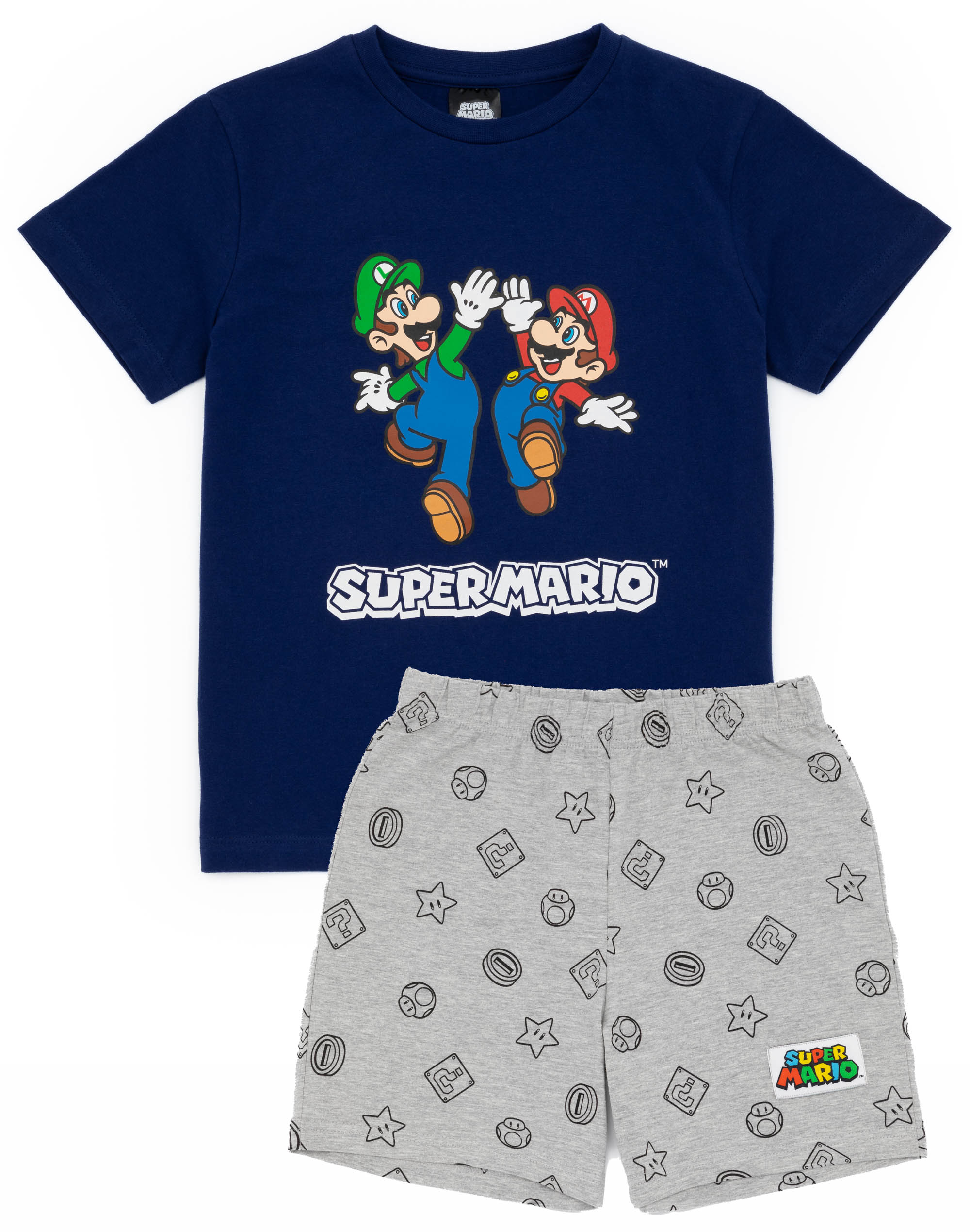 Nintendo Blau Super Mario Kurzarm-Пижамный набор для мальчиков и девочек