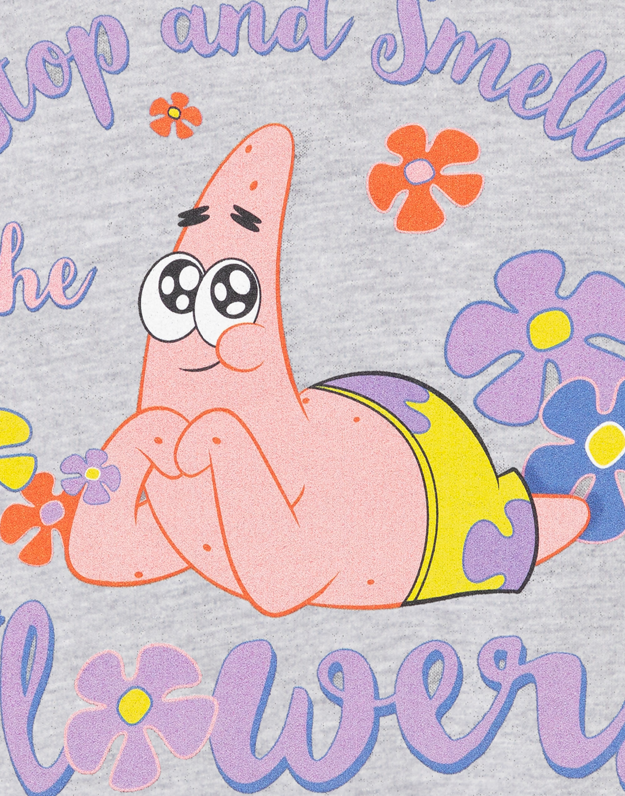 SpongeBob SquarePants Grey Stop And Smell The Flowers Hoodie Girls - Picture 15 of 45