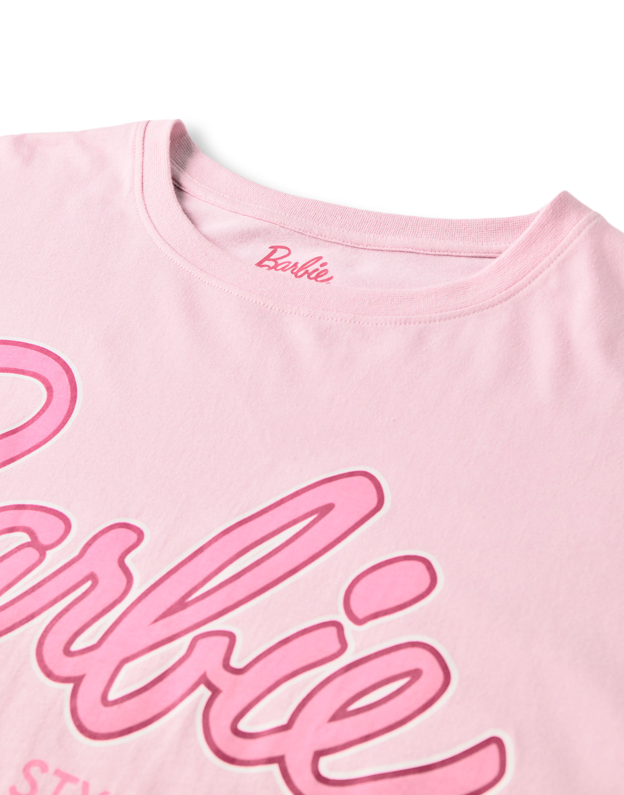 Conjunto de pijama de pierna larga manga corta estampado con logotipo rosa Barbie para mujer - Imagen 13 de 34