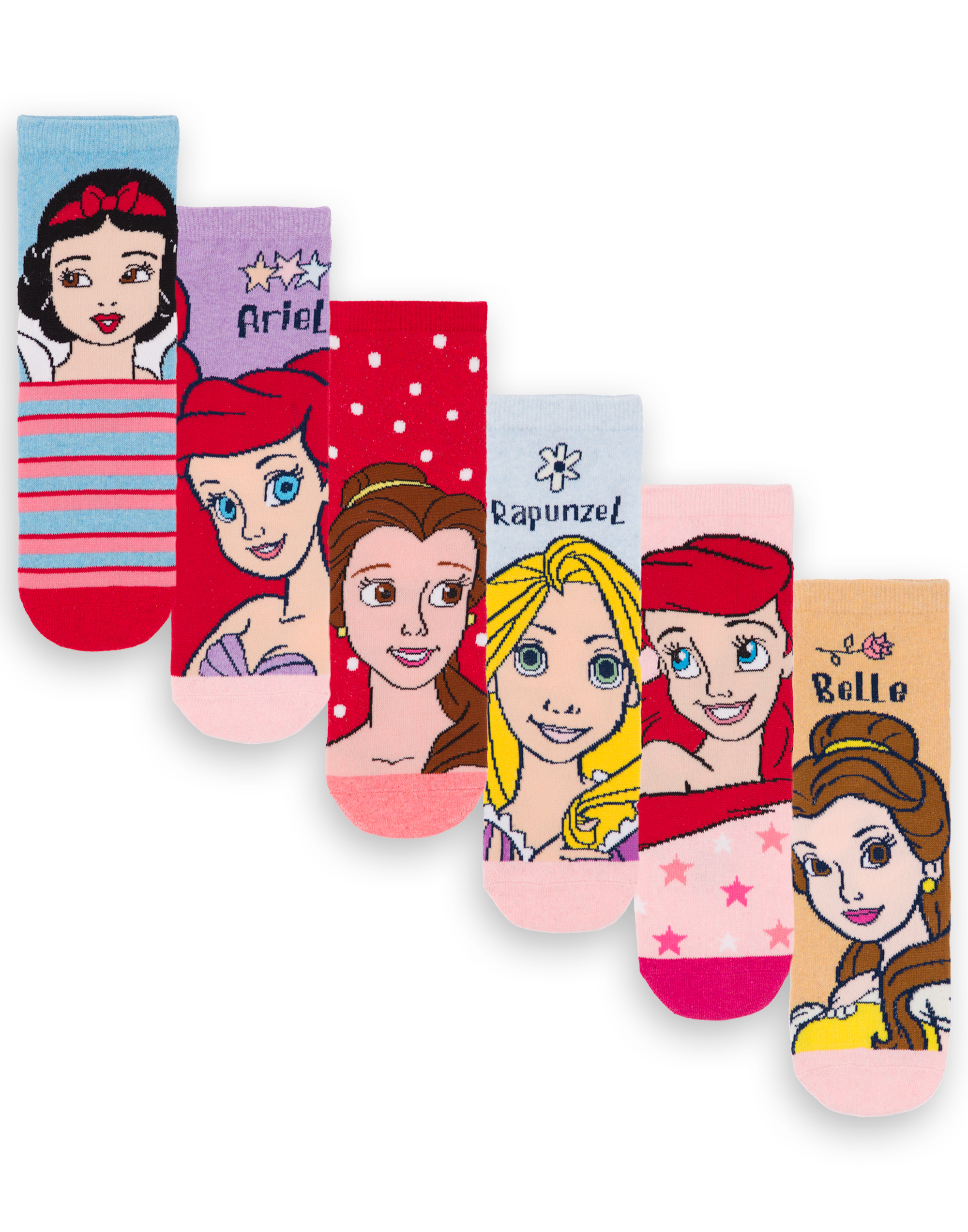 Pack de 6 calcetines de pantorrilla multicolores princesa Disney conjunto de 6 niñas - Imagen 9 de 20