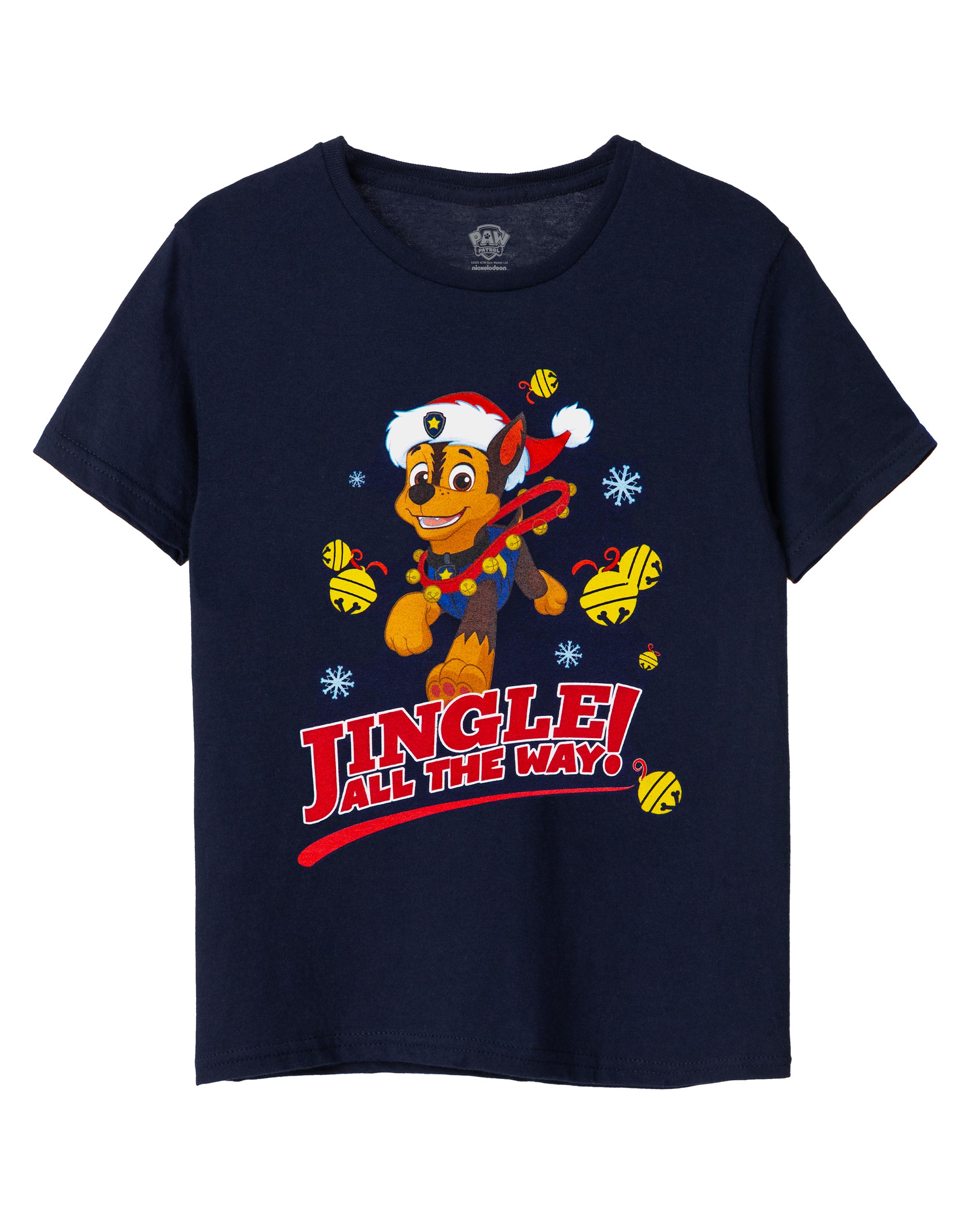 Paw Patrol Blue Chase Jingle All the Way Short Sleeved T-Shirt Boys - Picture 10 of 27