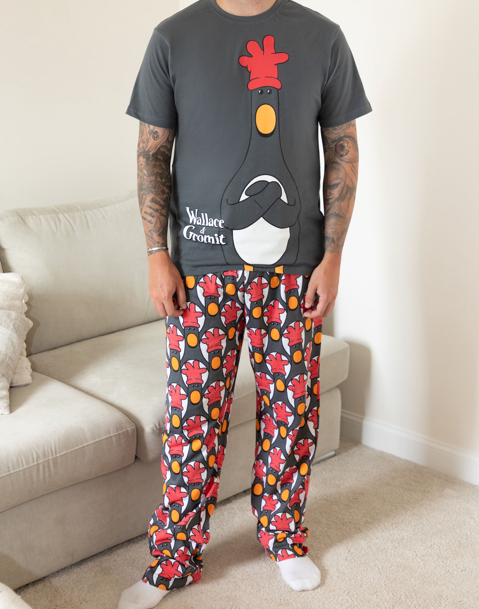 Ensemble Pyjama Manches Courtes Wallace And Gromit Multicolore Feathers - Neuf Avec étiquettes