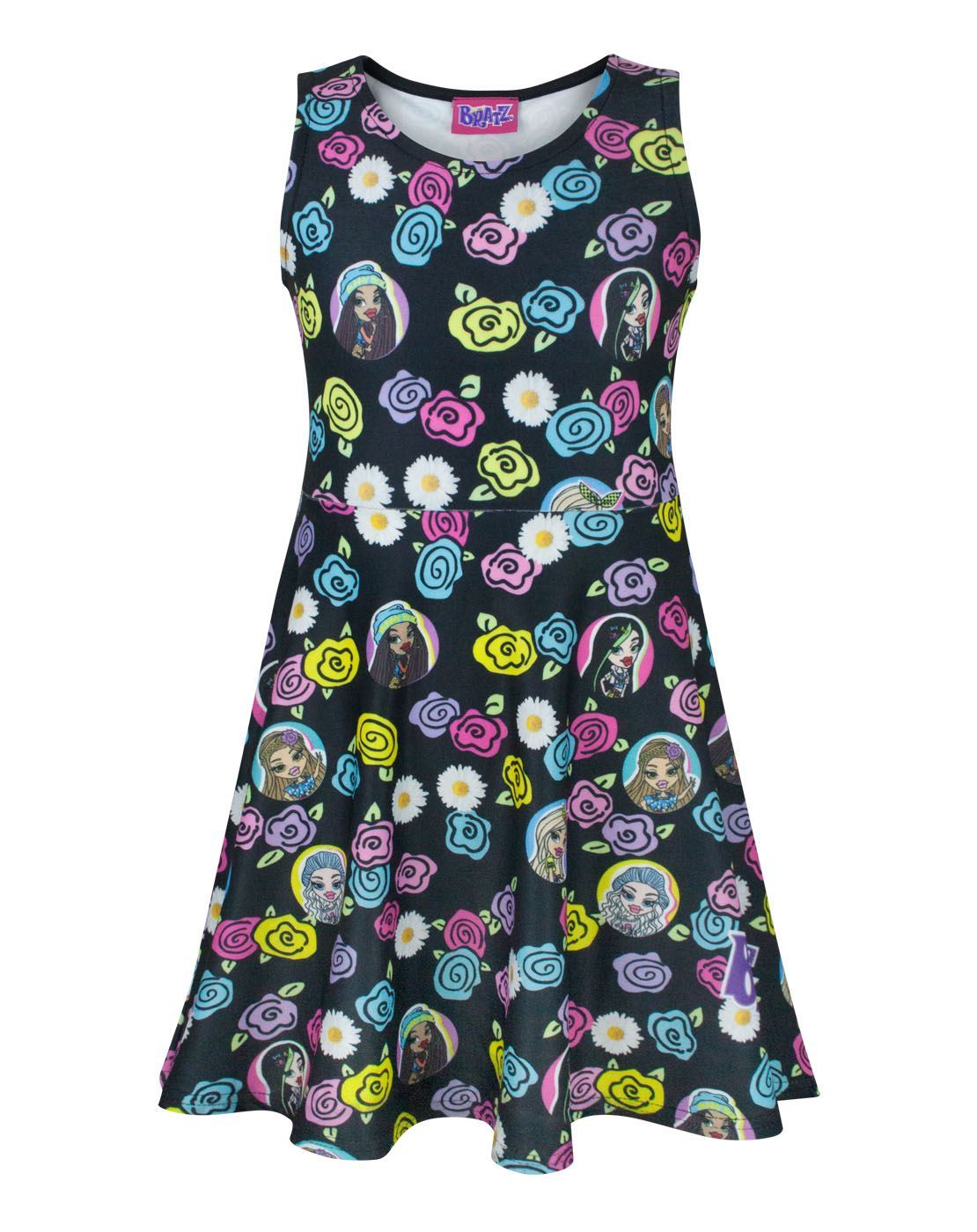 Vestido patinador negro manga corta Bratz para niñas - Imagen 7 de 11