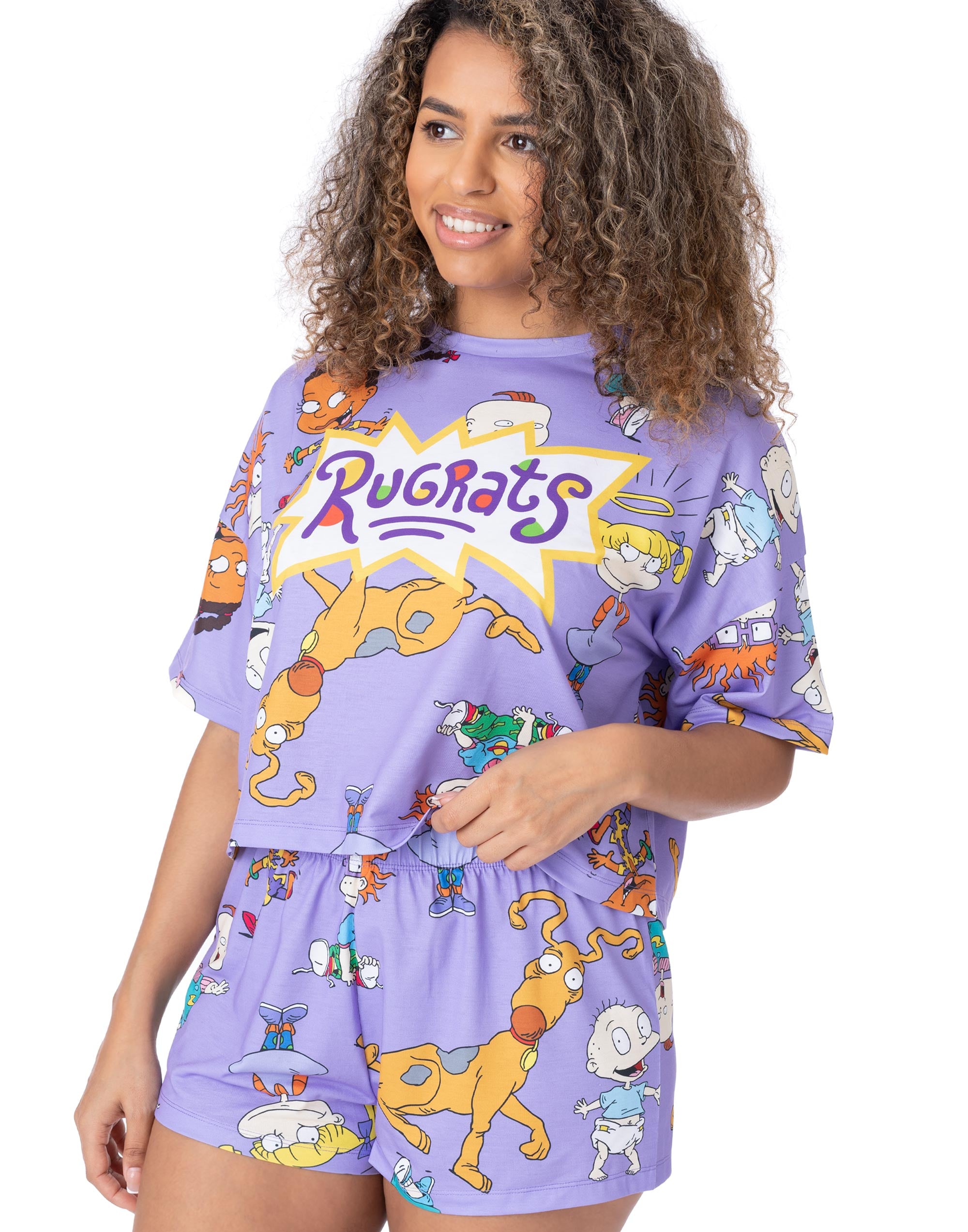 Conjunto de pijama de pierna corta manga corta estampado con logotipo y personaje de Rugrats para mujer - Imagen 16 de 37