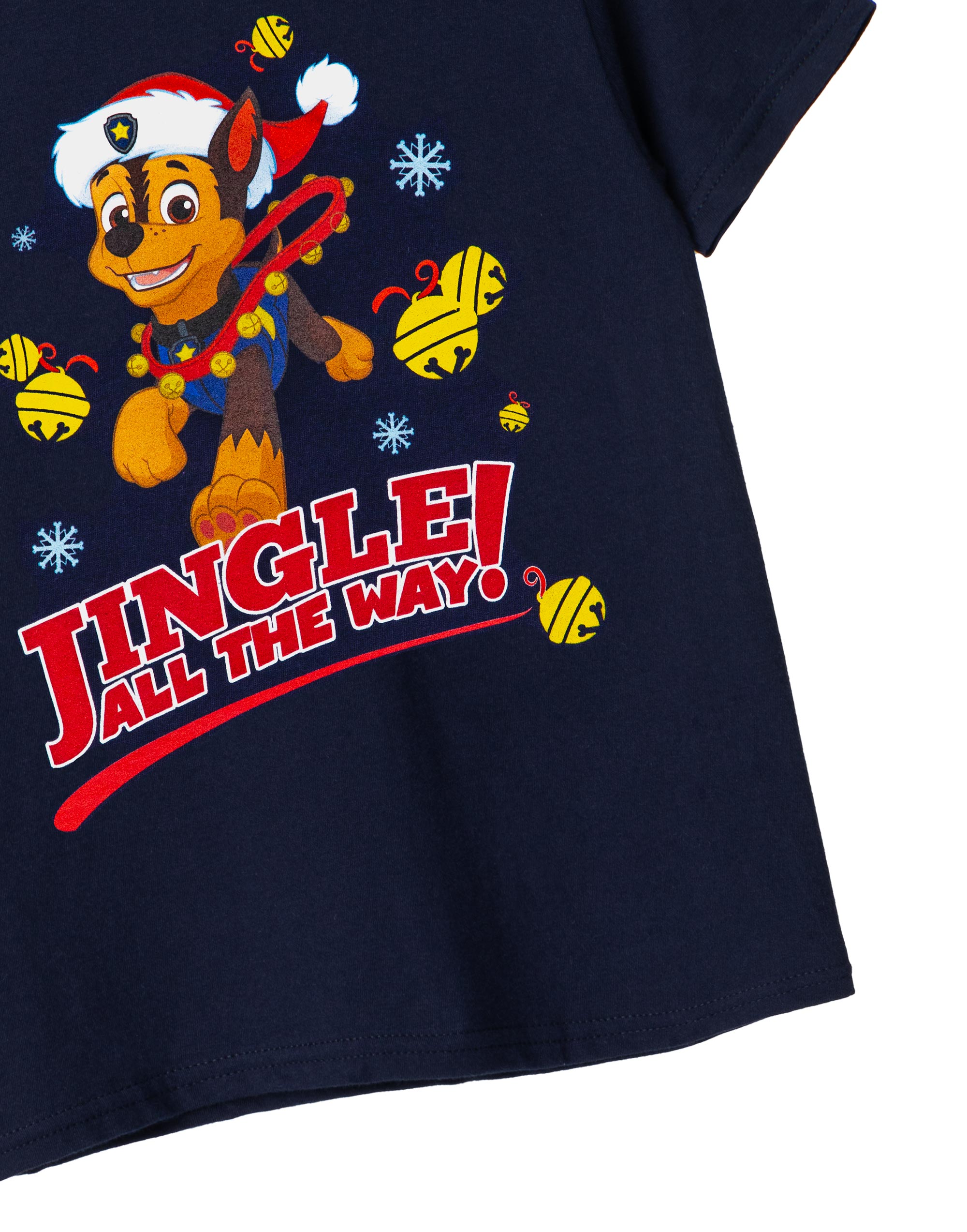 Paw Patrol Blue Chase Jingle All the Way Short Sleeved T-Shirt Boys - Picture 14 of 27