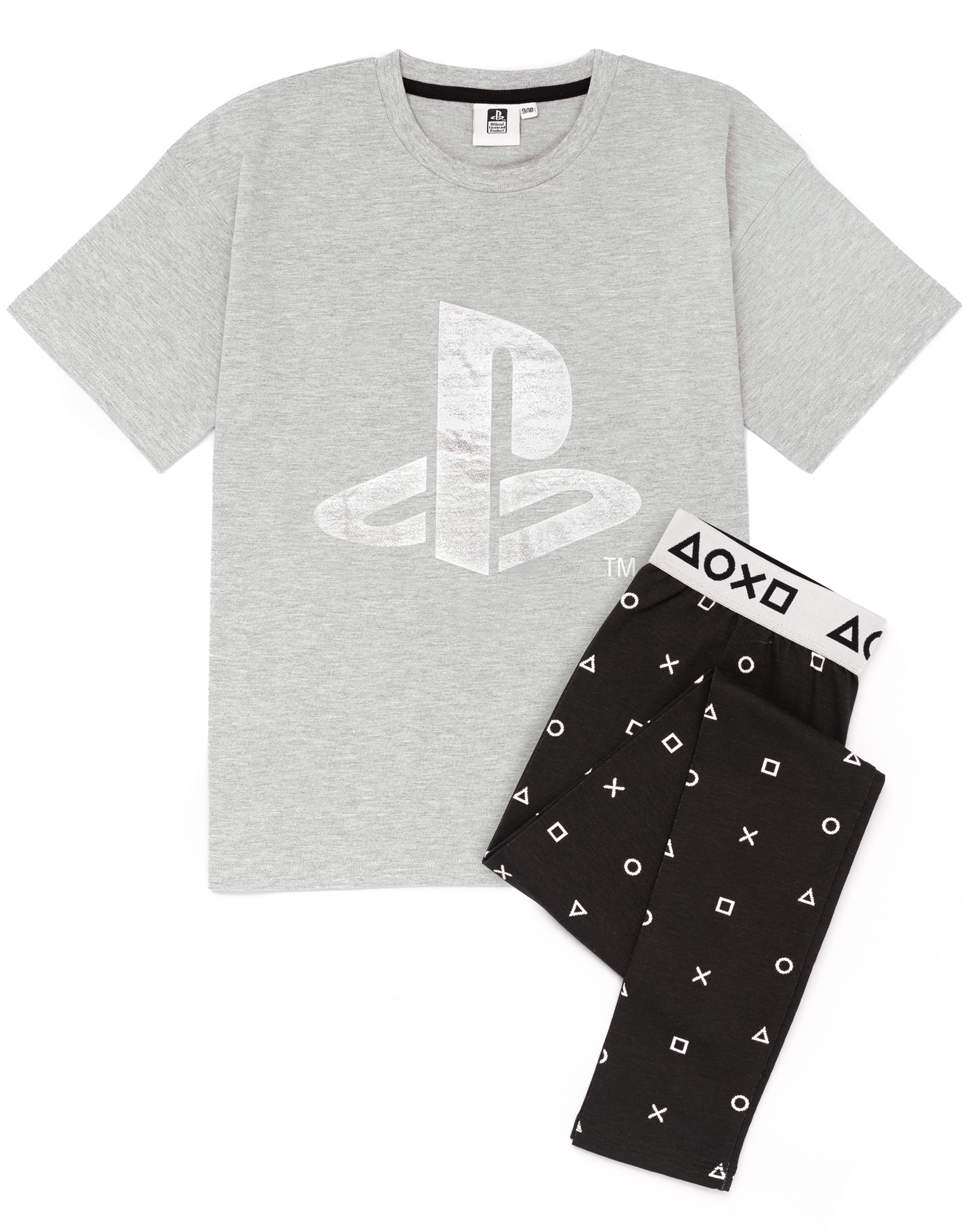 PlayStation White Logo Controller Symbols Short Sleeve Long Leg Pyjama Set Girls - Picture 8 of 46