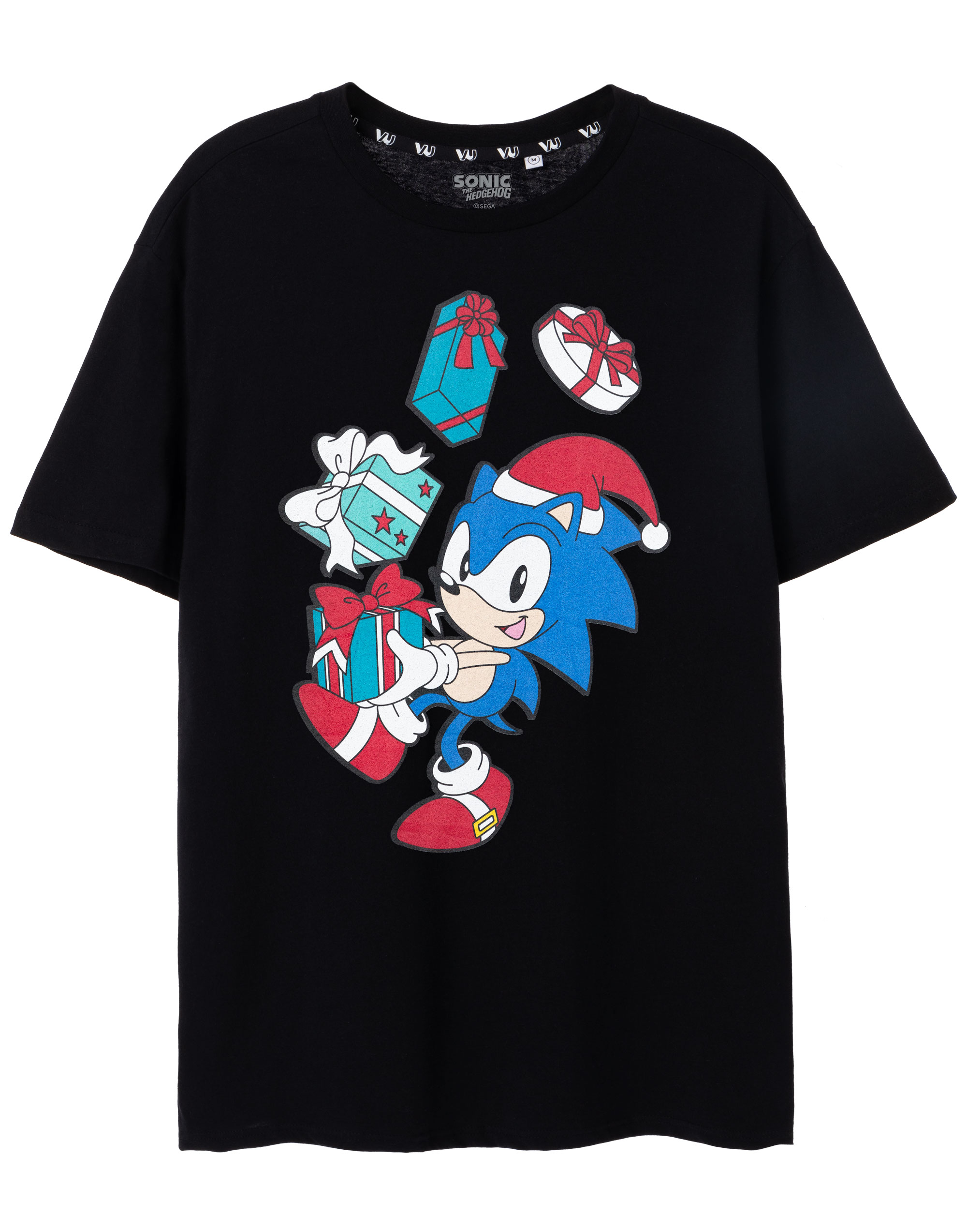 Футболка с надписью Sonic the Hedgehog Schwarzes Weihnachtsgeschenke Kurzarm Herren