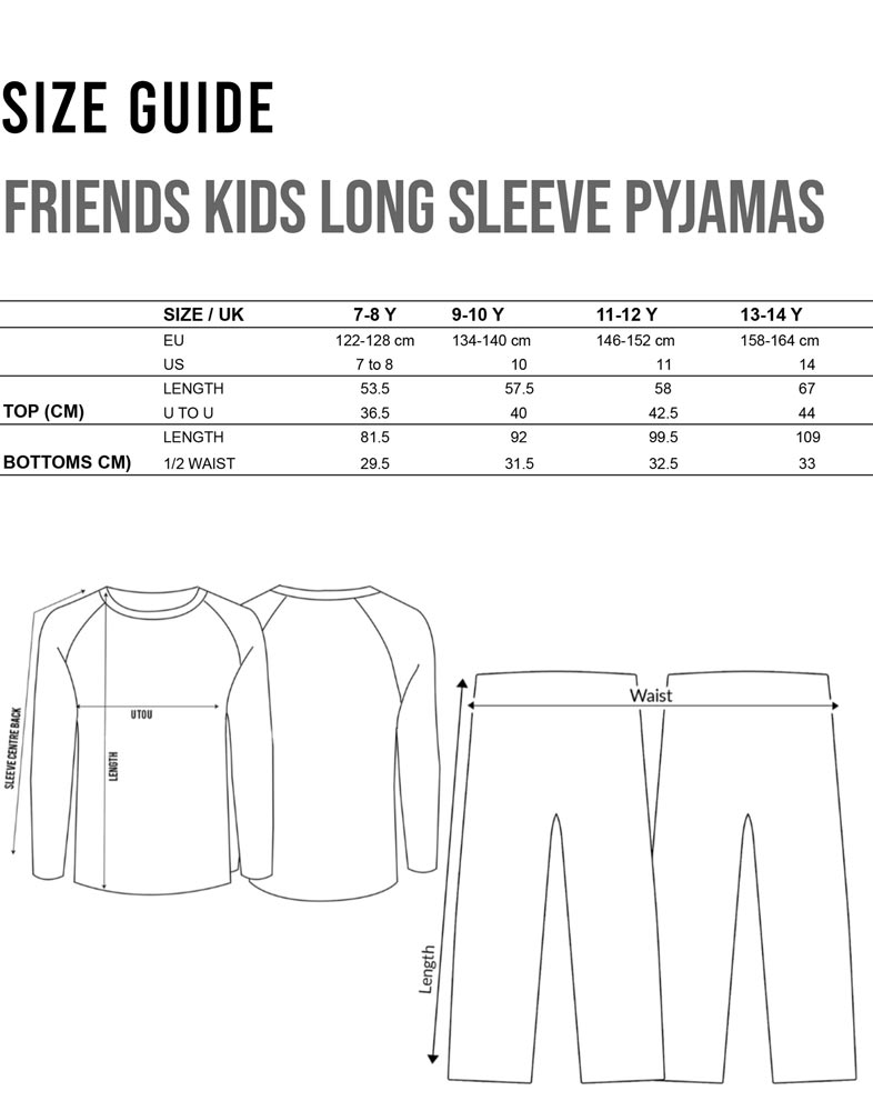 Friends Red Logo Long Sleeve Long Leg Pyjama Set Boys - Picture 9 of 11