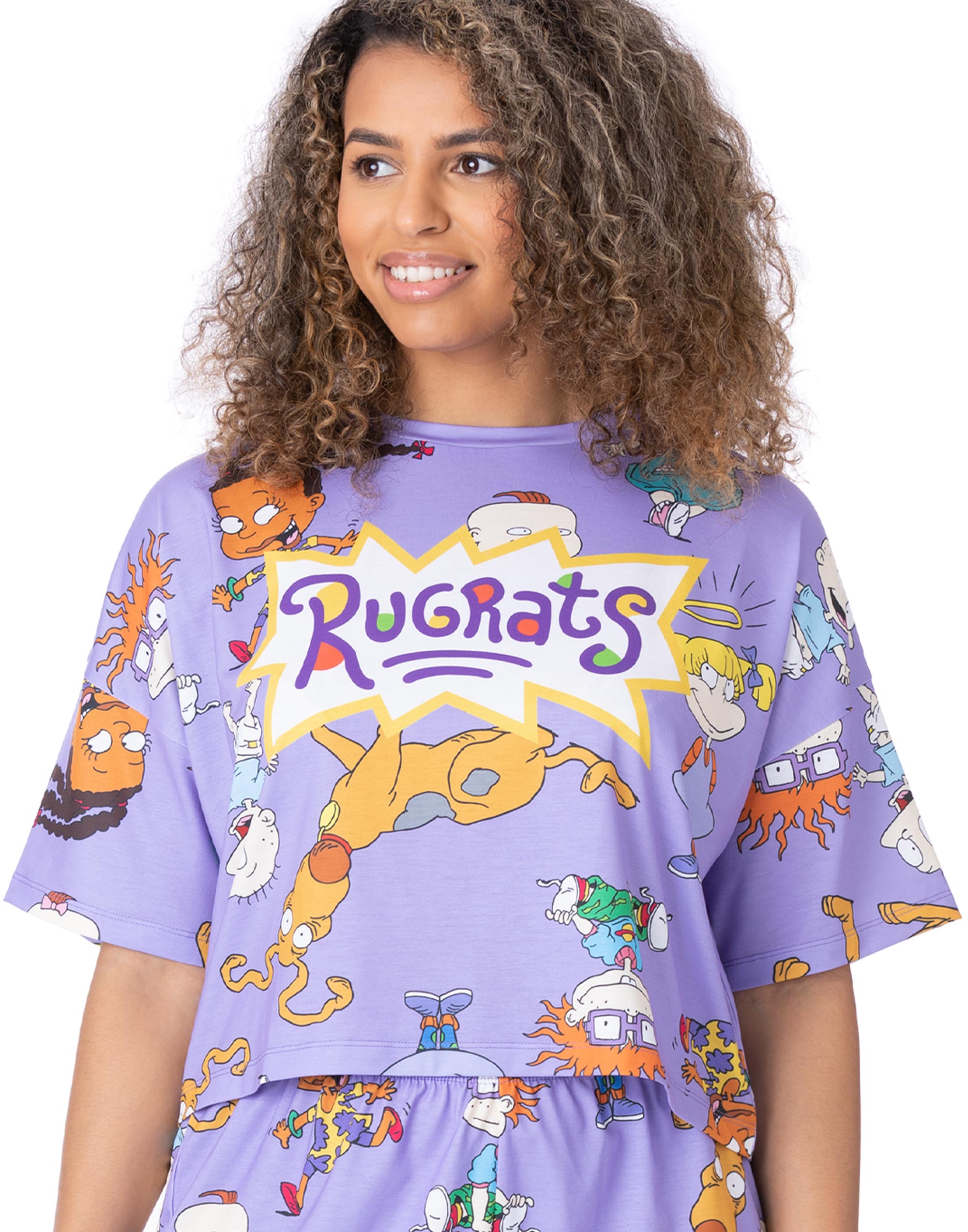 Conjunto de pijama de pierna corta manga corta estampado con logotipo y personaje de Rugrats para mujer - Imagen 14 de 37