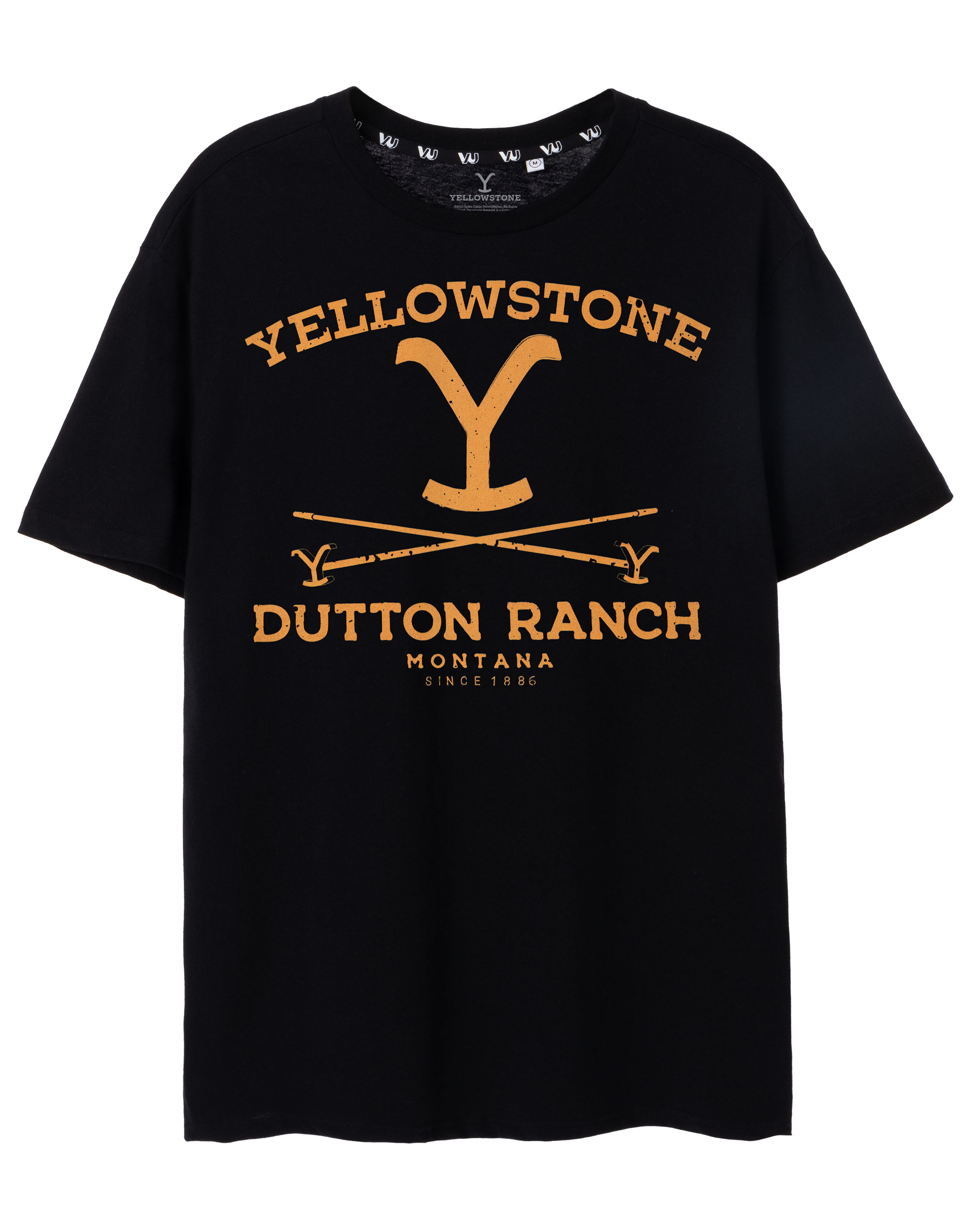 Мужская футболка с короткими рукавами Yellowstone Schwarzes Dutton Ranch