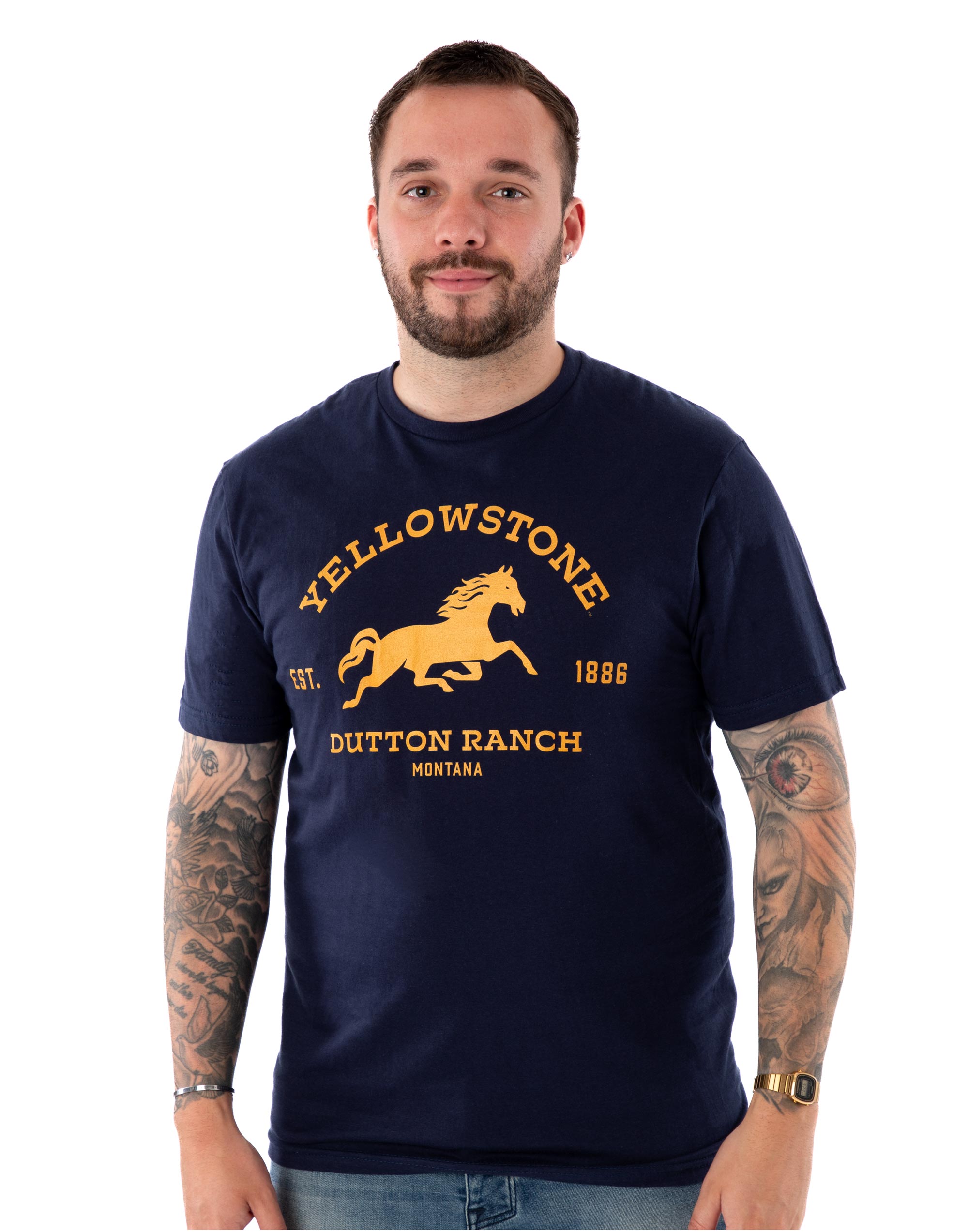 Футболка с логотипом Kurzarm от Yellowstone Blaues Dutton Ranch Herren