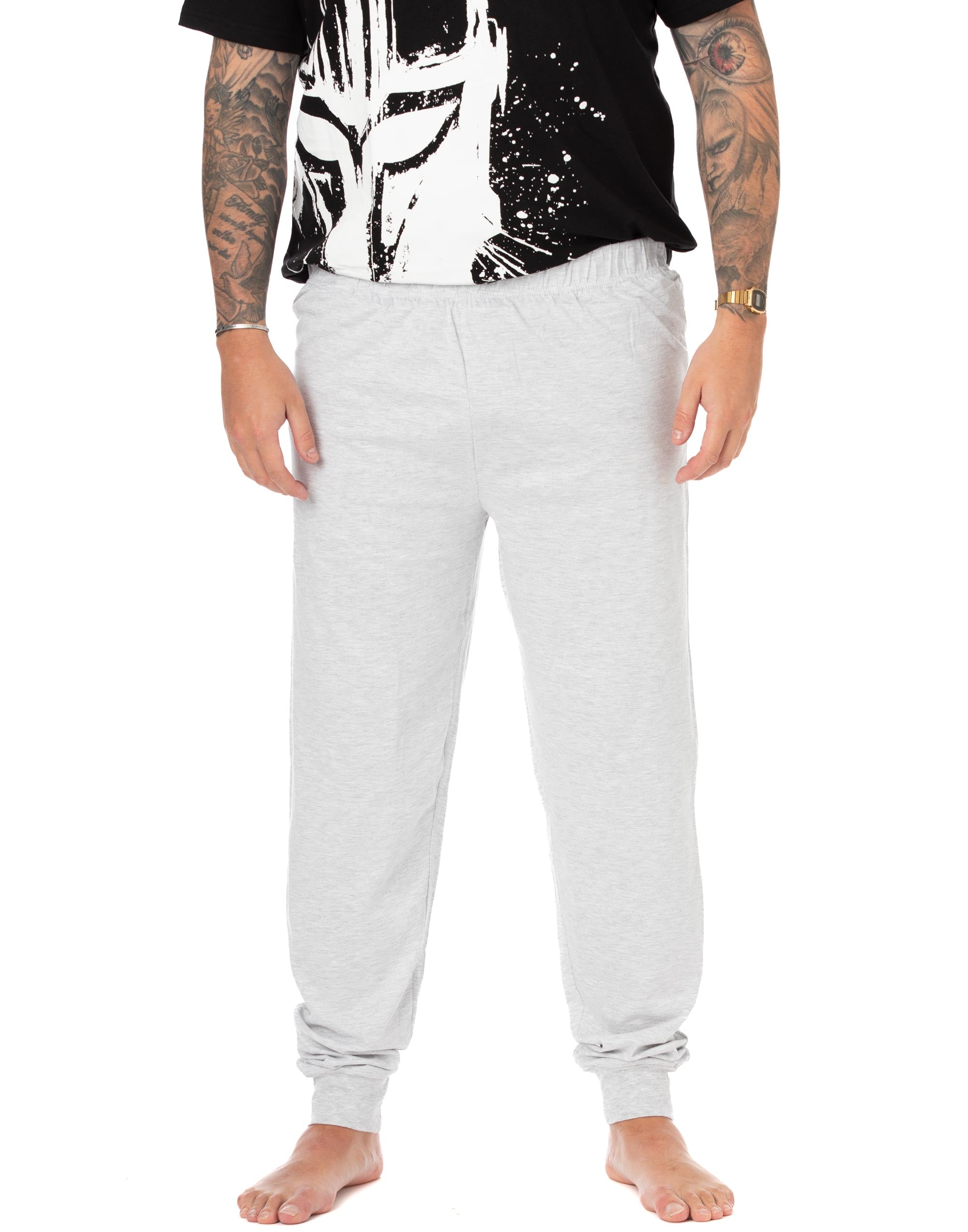 Star Wars Black Din Djarin Short Sleeve Long Leg Pyjama Set Mens - Picture 13 of 21