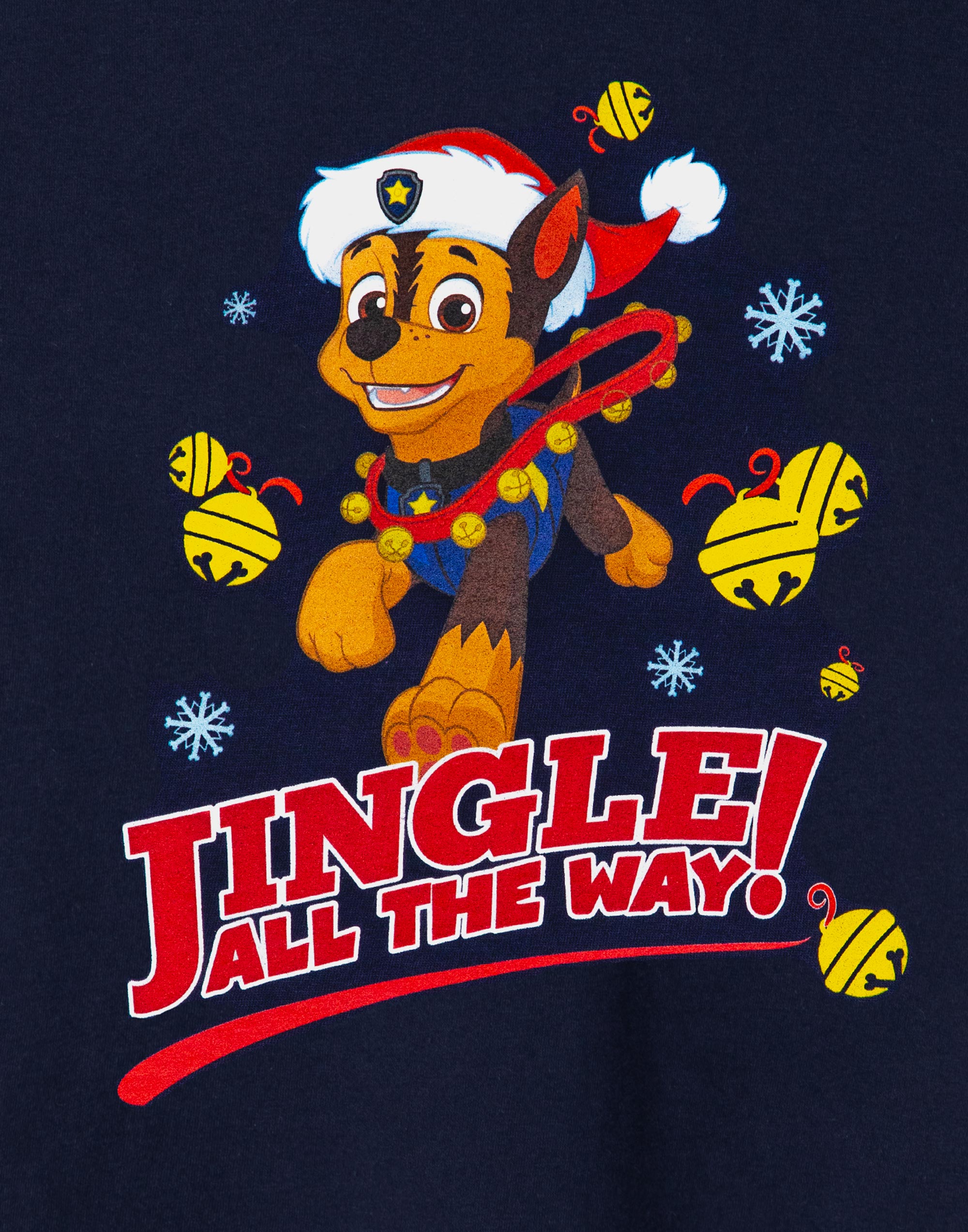 Paw Patrol Blue Chase Jingle All the Way Short Sleeved T-Shirt Boys - Picture 11 of 27