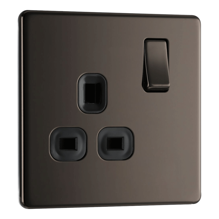 BG Nexus Screwless Switched Socket 13A 1 Gang 2-Pole Black Nickel - FBN21B