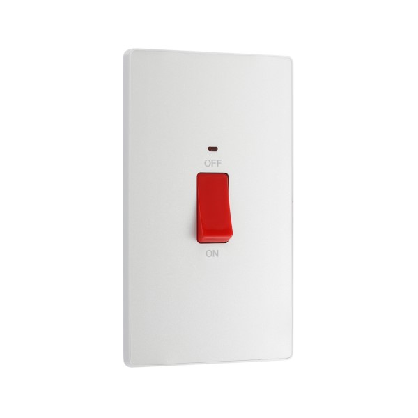 BG Evolve Single Plate Switch 45A 2-Pole LED Indicator Pearl White - PCDCL72W