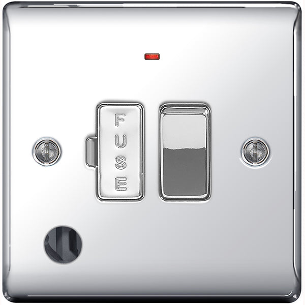 BG Nexus Switched Fused Spur Unit Cable Outlet Neon 13A Polished Chrome - NPC53