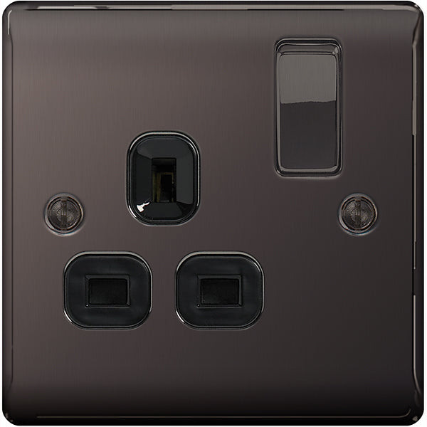 BG Nexus Single Switched Socket 1 Gang 13A Black Nickel - NBN21B