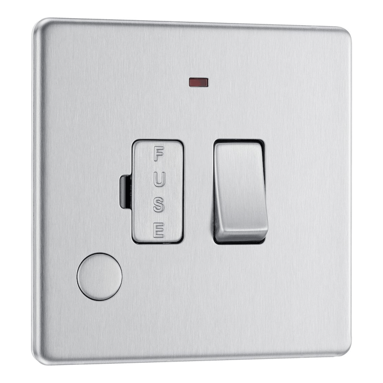 BG Nexus Screwless Switched Fused Spur Flex Outlet 13A Brushed Steel - FBS53
