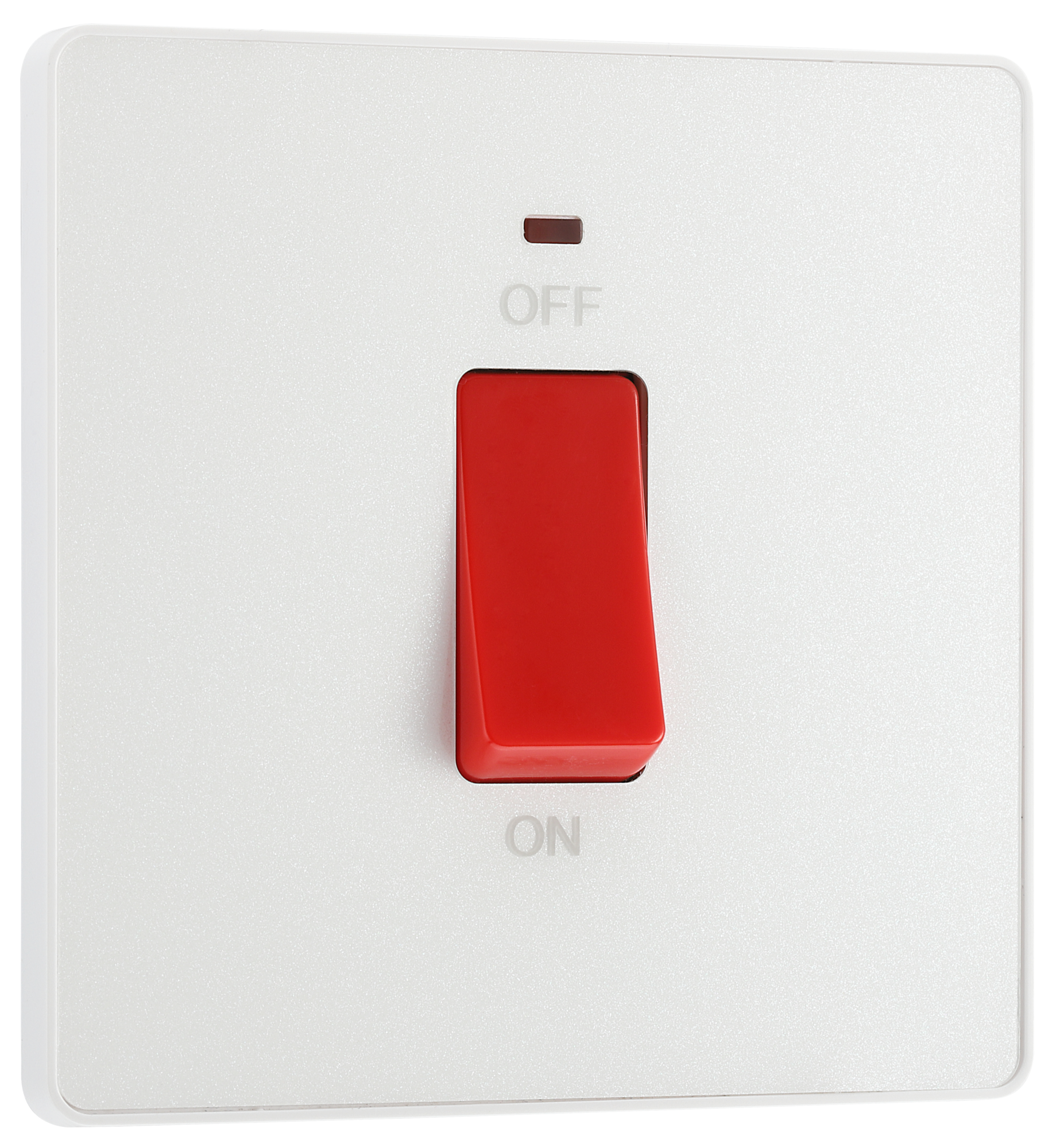 BG Evolve Single Plate Switch 45A 2-Pole LED Indicator Pearl White - PCDCL74W