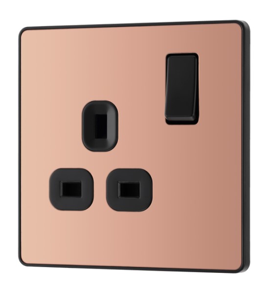 BG Evolve Single Switched Power Socket 13A 1 Gang Polished Copper - PCDCP21B