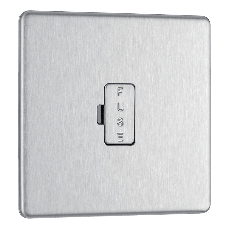 BG Nexus Screwless Unswitched Fused Spur 13A 2-Pole Brushed Steel - FBS54