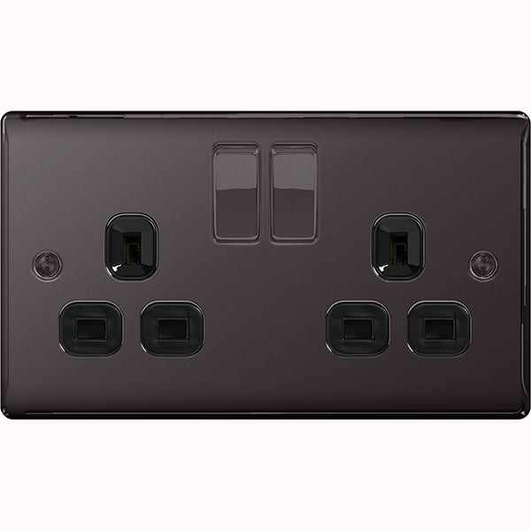 BG Nexus Double Switched Socket 2 Gang 13A Black Nickel - NBN22B
