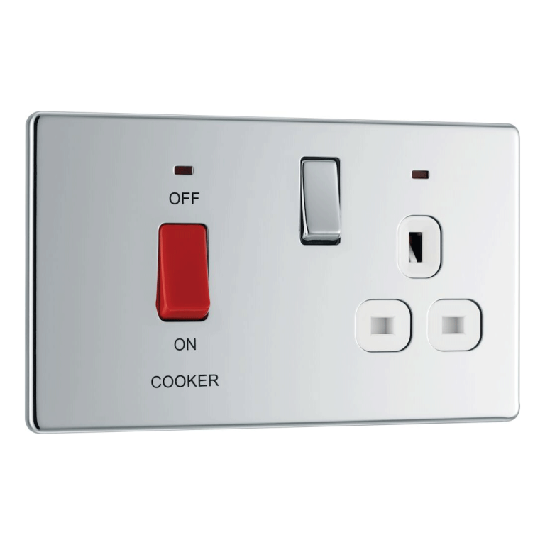 BG Nexus Screwless Cooker Switch & Switched Socket 45A Polished Chrome - FPC70W