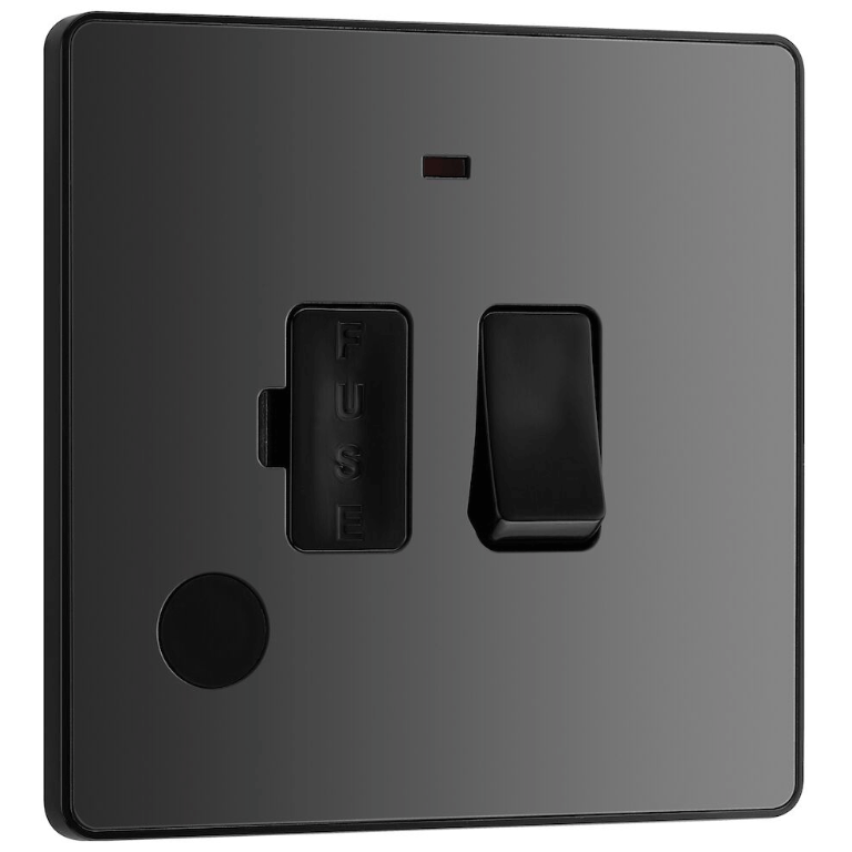 BG Evolve Switched Fused Spur Unit 13A LED Flex Outlet Black Chrome - PCDBC52B