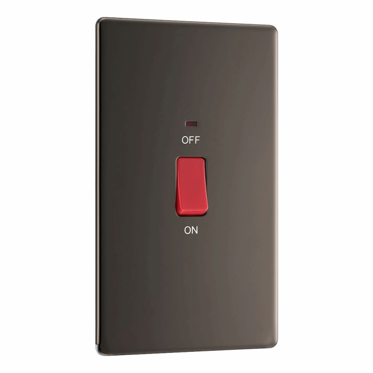 BG Nexus Screwless Cooker Switch Neon 45A Double Pole Black Nickel - FBN72
