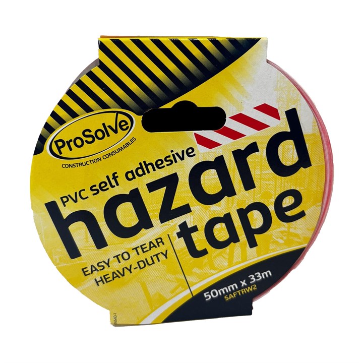 Prosolve PVC Self Adhesive  Hazard Tape - Red/White 50mm x 33m