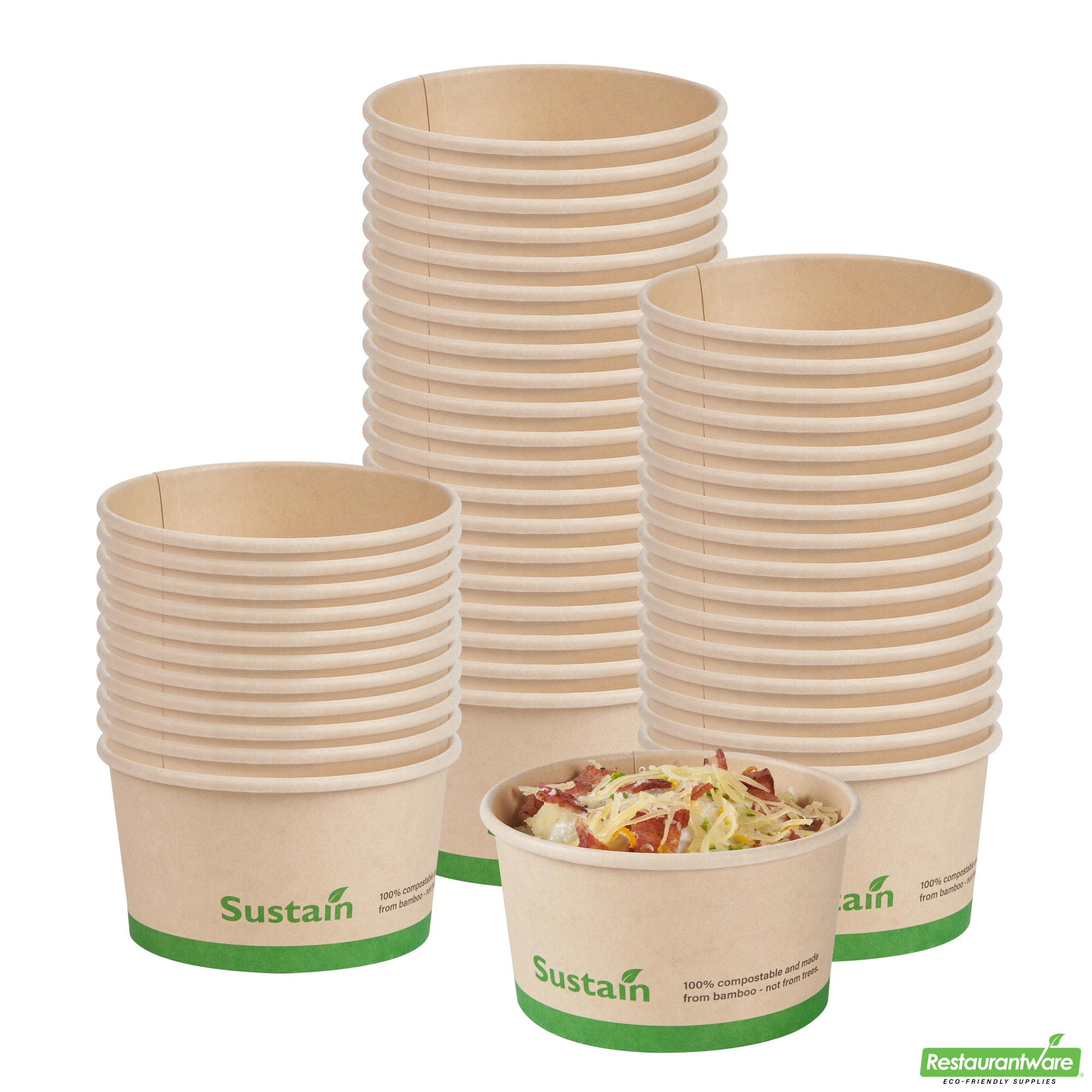 8 Oz Round Bamboo Paper to Go Cup - with Pla Lining, Compostable