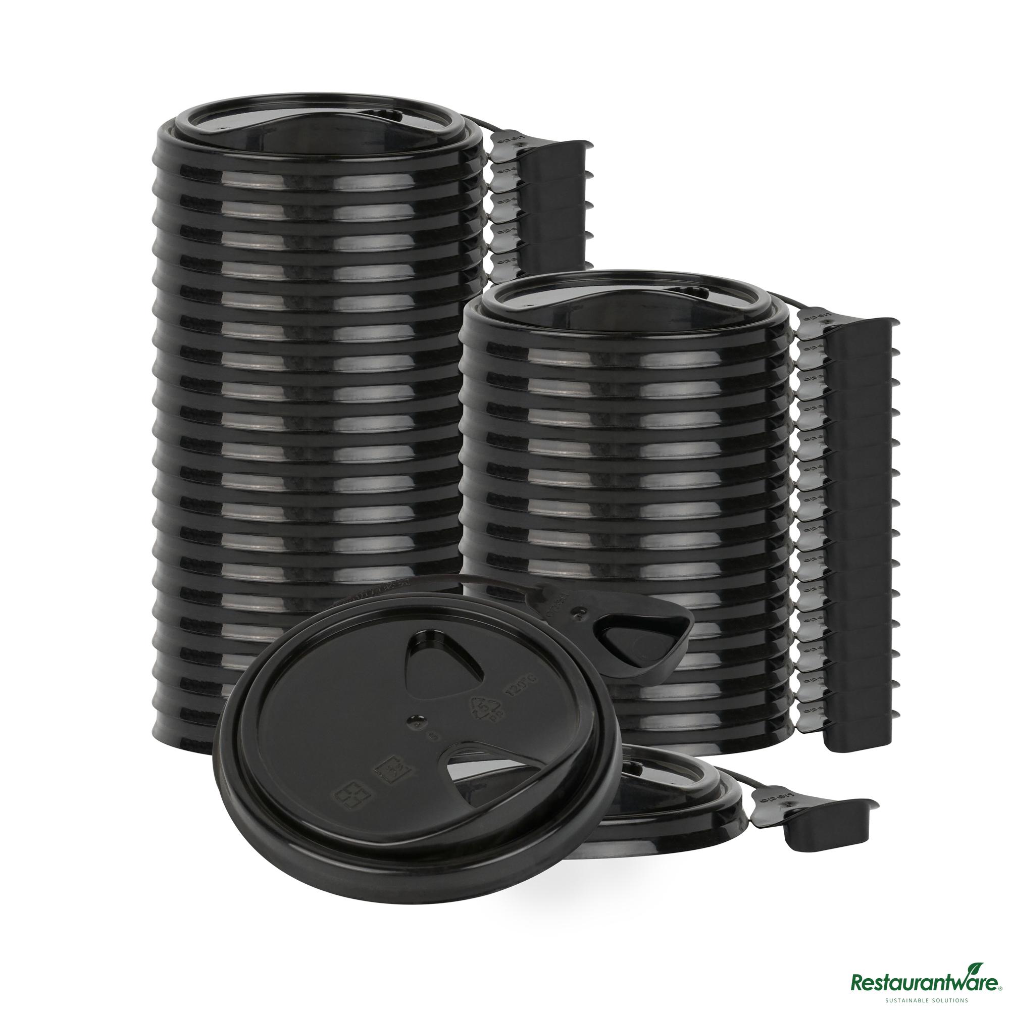 Black Plastic Pop Lock Coffee Cup Lid - Fits 8, 12, 16 and 20 Oz
