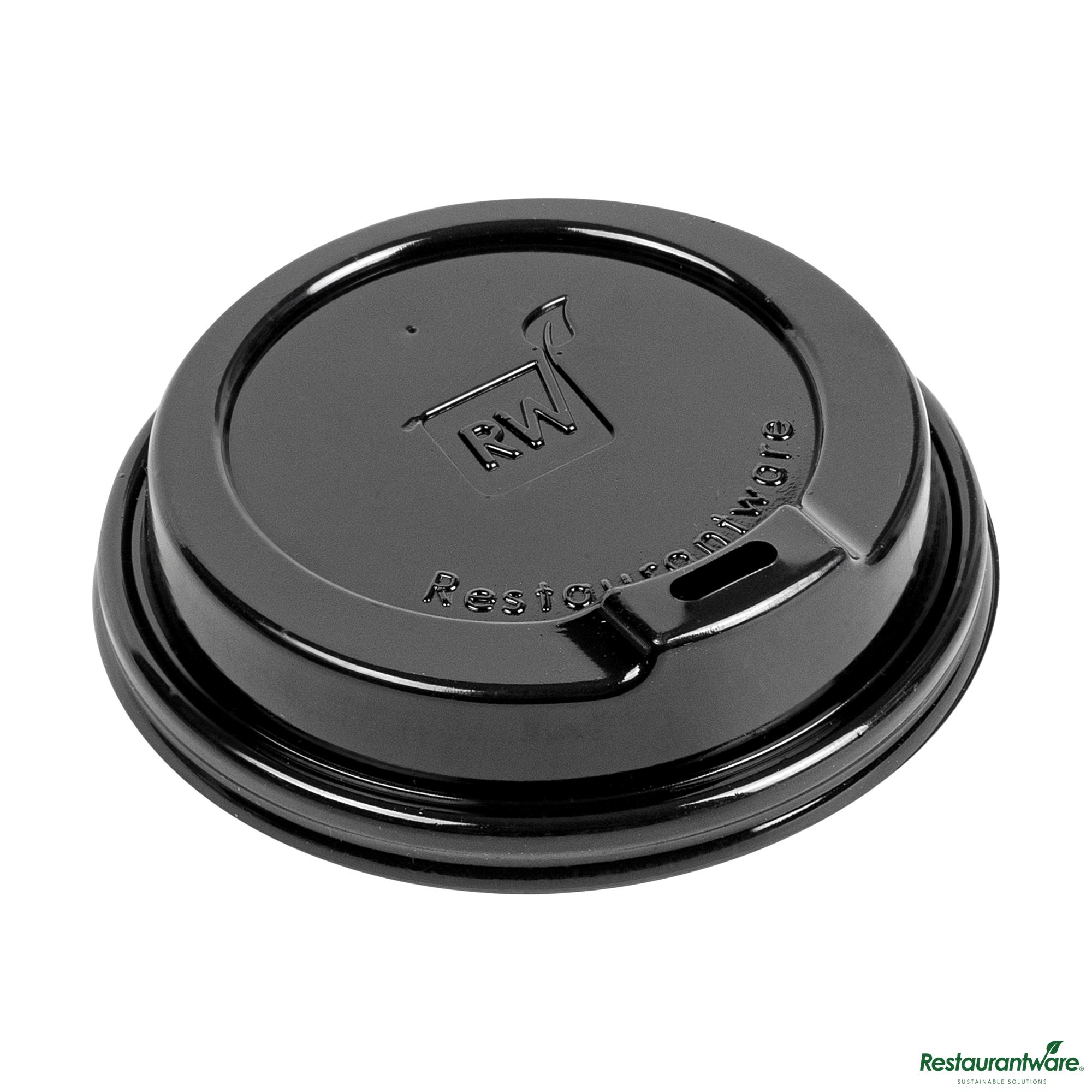 Black Plastic Coffee Cup Lid - Fits 8, 12, 16 and 20 Oz