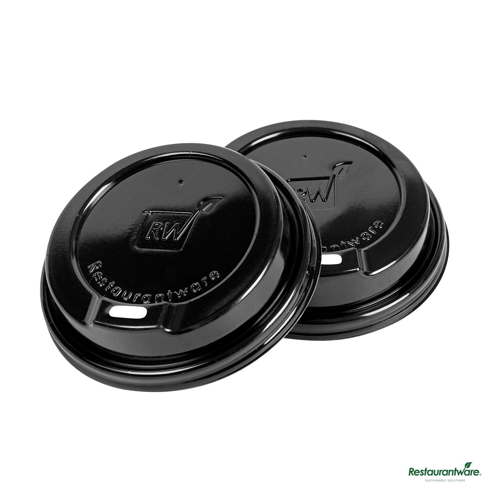 Black Plastic Coffee Cup Lid - Fits 8, 12, 16 and 20 Oz