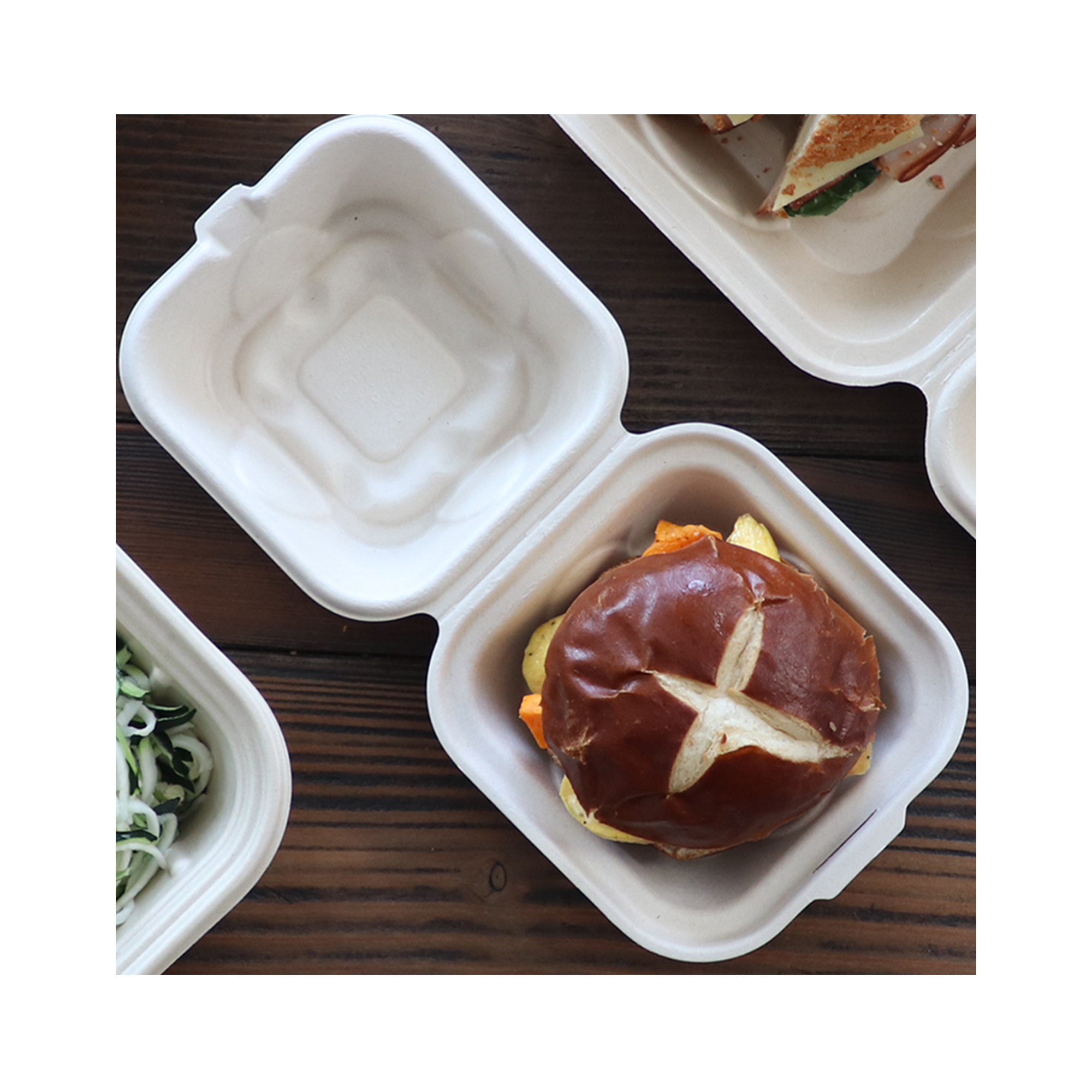 Fiber Hinged Burger Container 6