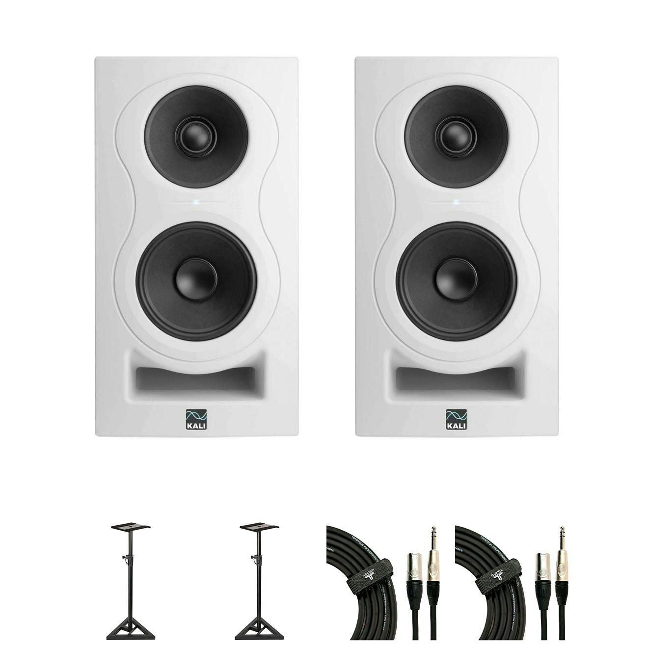 KALI IN-5 Studio Monitor Bundle in White with stands and cables
