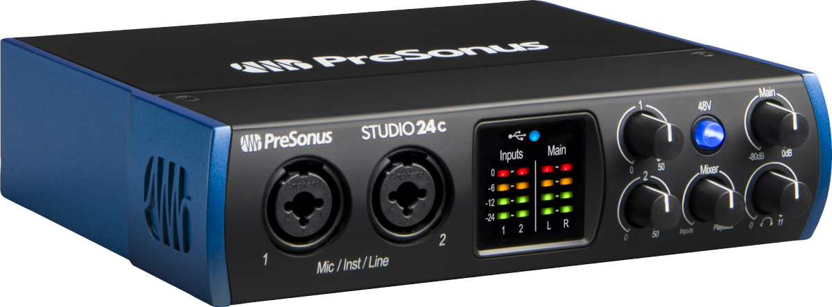 PreSonus Studio 24c -  2x2, 192 kHz, USB-C Interface w/ MIDI I/O